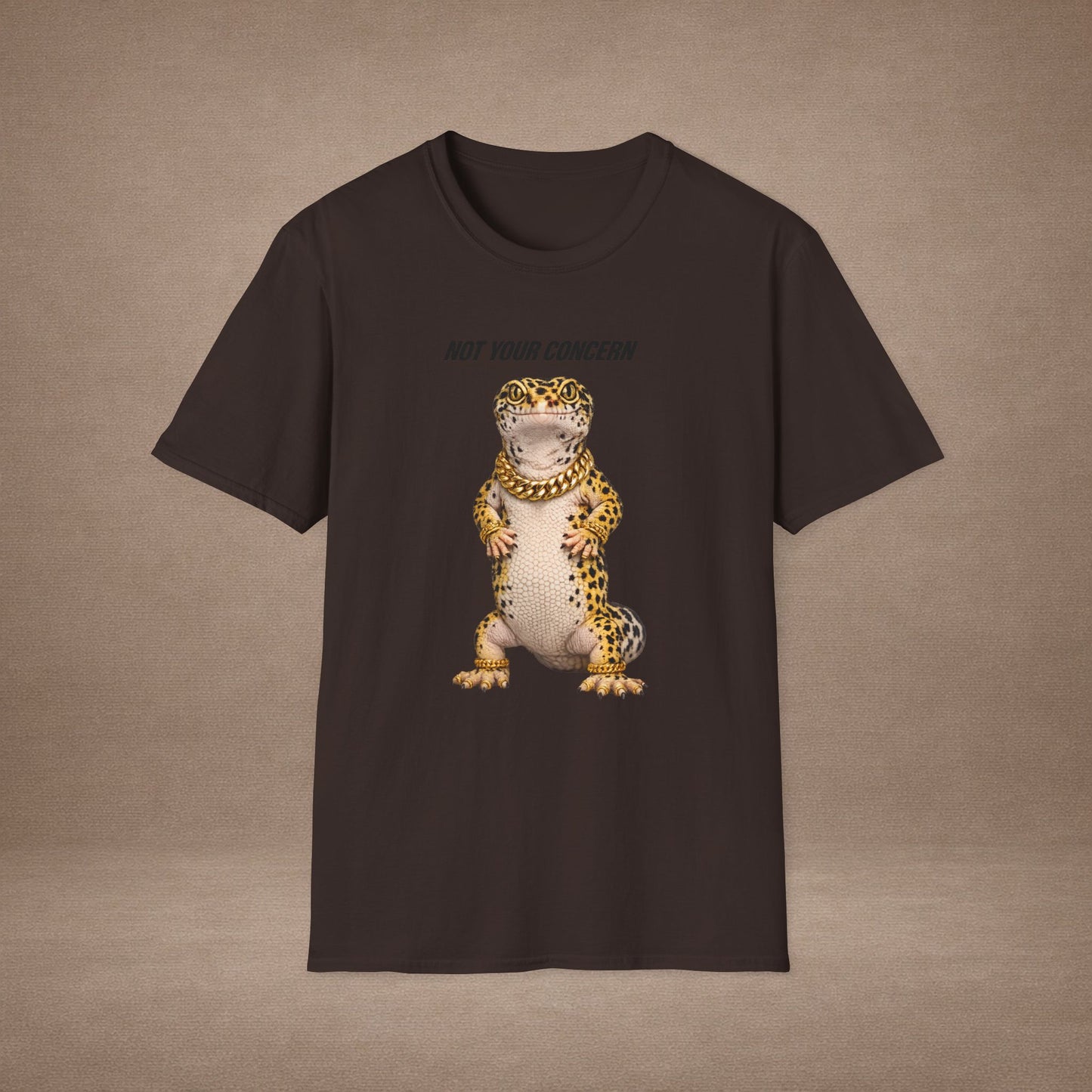 DESIGN #4- bl - Not Your Concern — Leopard Gecko Tee black lettering