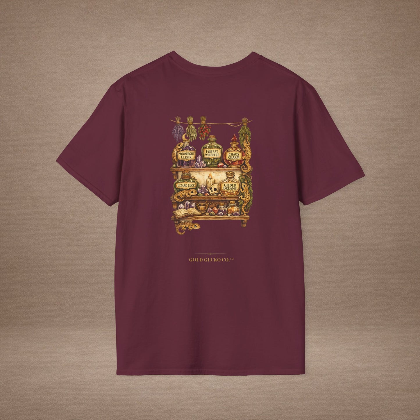 Gecko Tears apothecary witchy t-shirt · Moon Phase Coven · Gold Gecko Co.