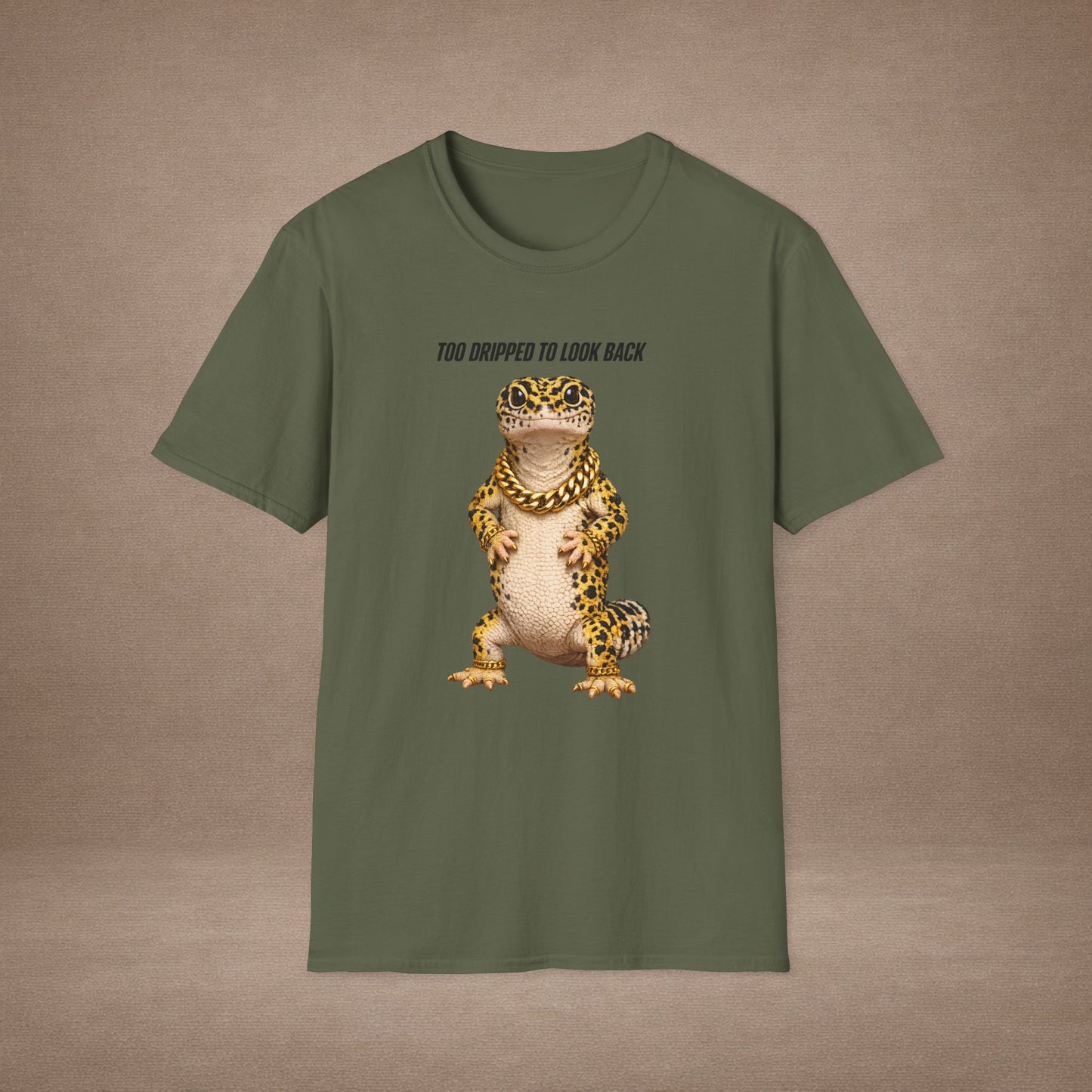 DESIGN #3- Too Dripped To Look Back — Leopard Gecko Tee -BL