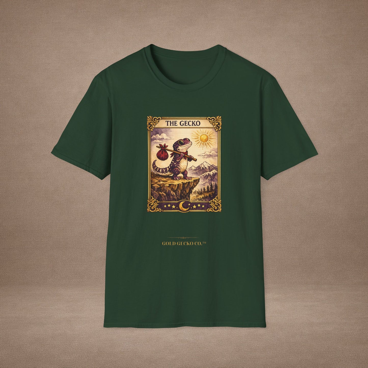 The High Priestess gecko tarot t-shirt · Moon Phase Coven · Gold Gecko Co.