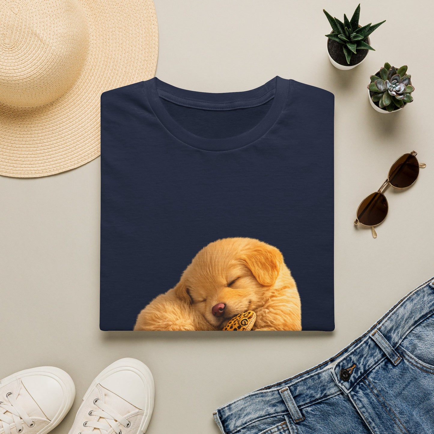 Golden Retriever — Nap Buddies — cinematic photoreal portraits of beloved dog breeds paired w. Gold Gecko Co. Puppies & Geckos collection.