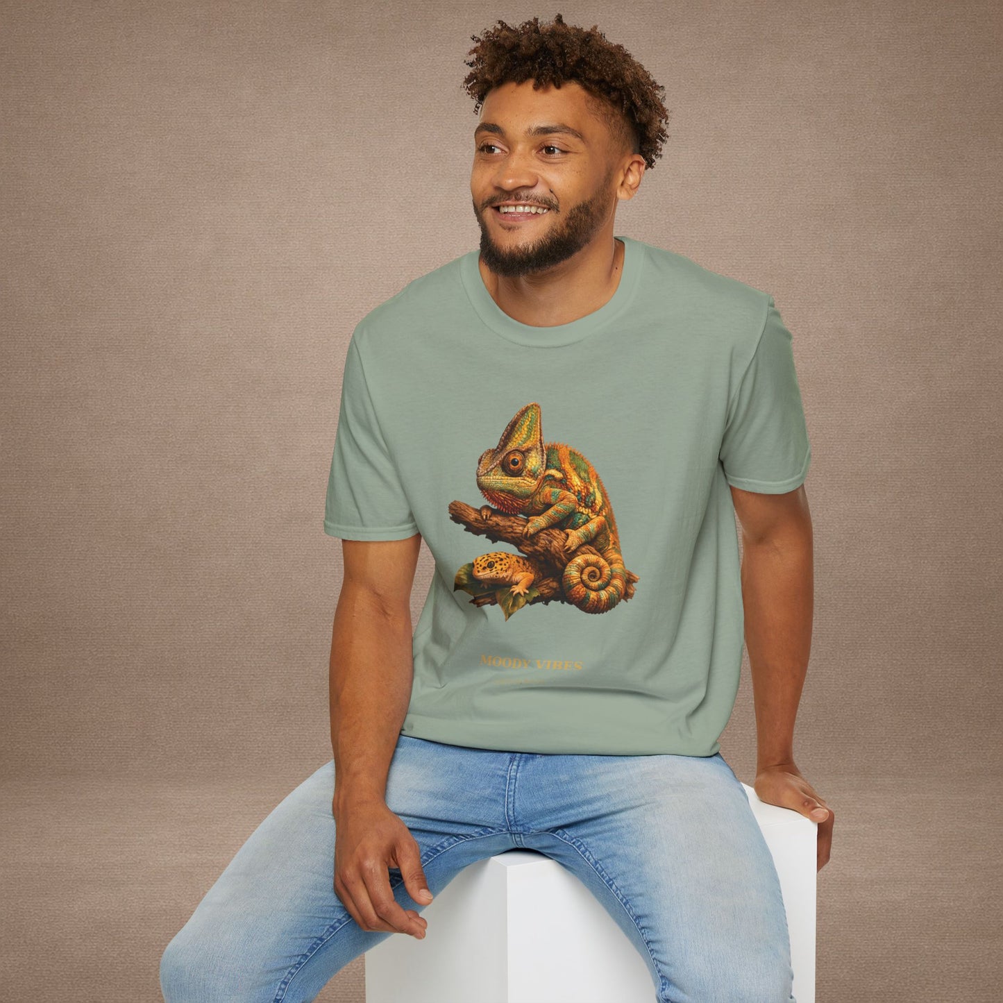 Chameleon — Moody Vibes — photoreal reptile portraits — the ultimate herp appreciation. Gold Gecko Co. Reptile Roll Call collection.