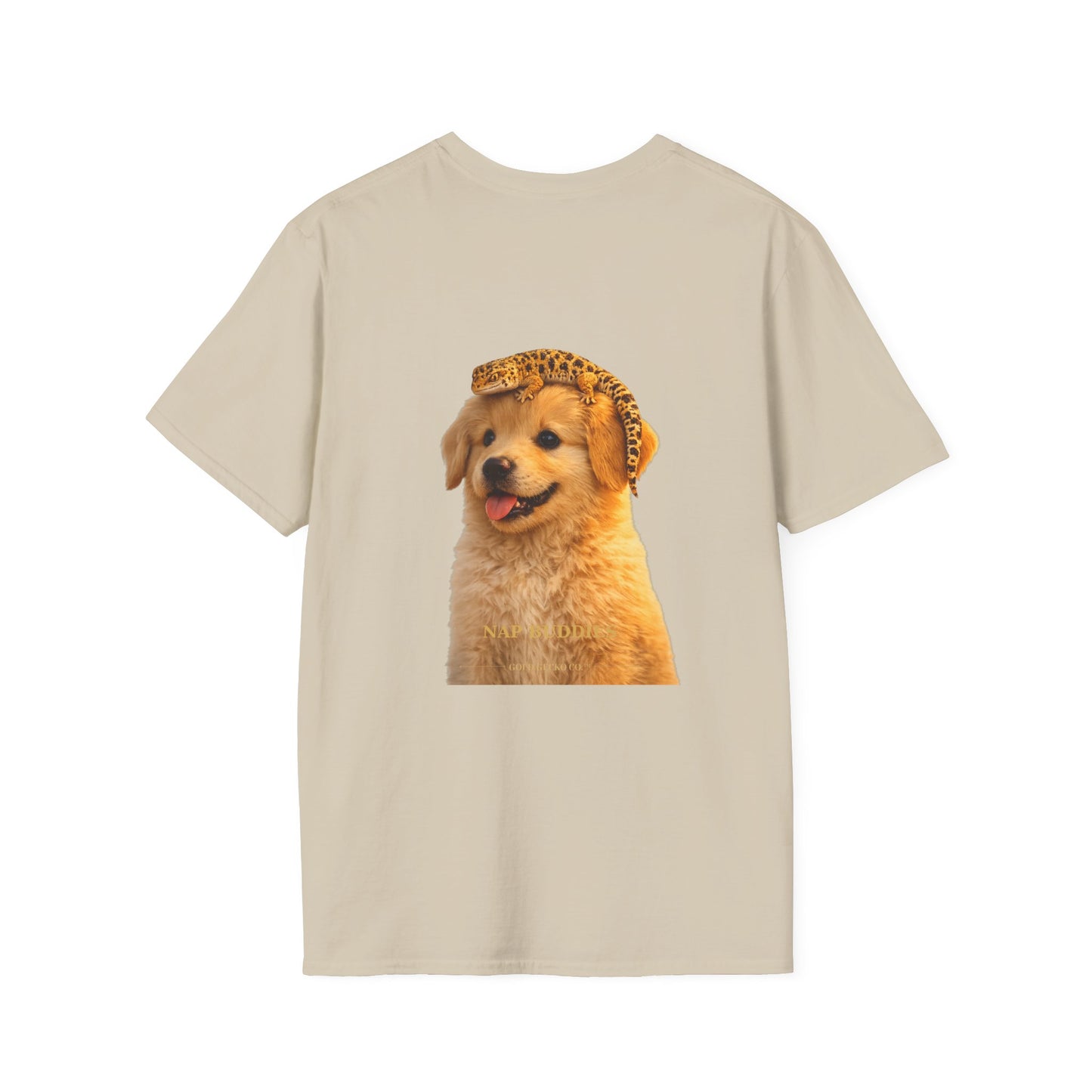Golden Retriever — Nap Buddies — cinematic photoreal portraits of beloved dog breeds paired w. Gold Gecko Co. Puppies & Geckos collection.