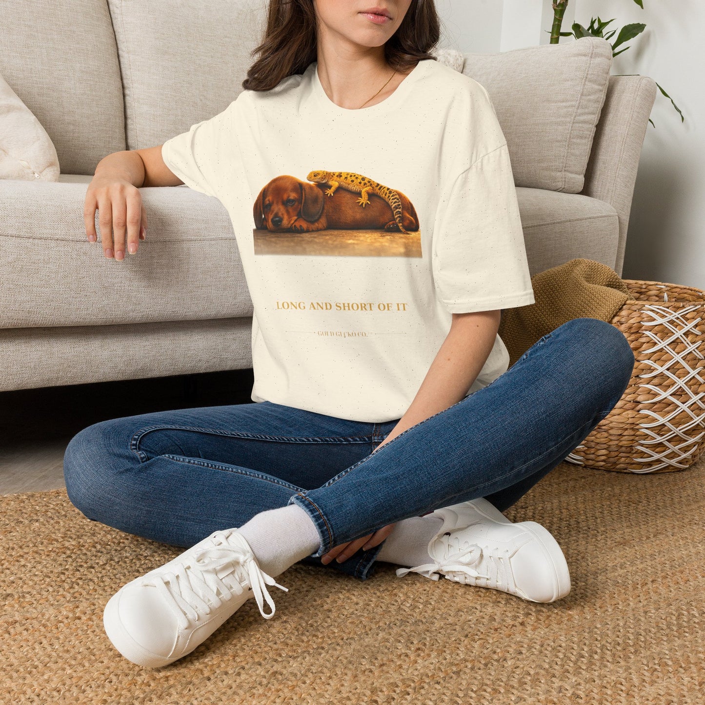 Dachshund — Long And Short Of It — cinematic photoreal portraits of beloved dog breeds paired w. Gold Gecko Co. Puppies & Geckos collection.