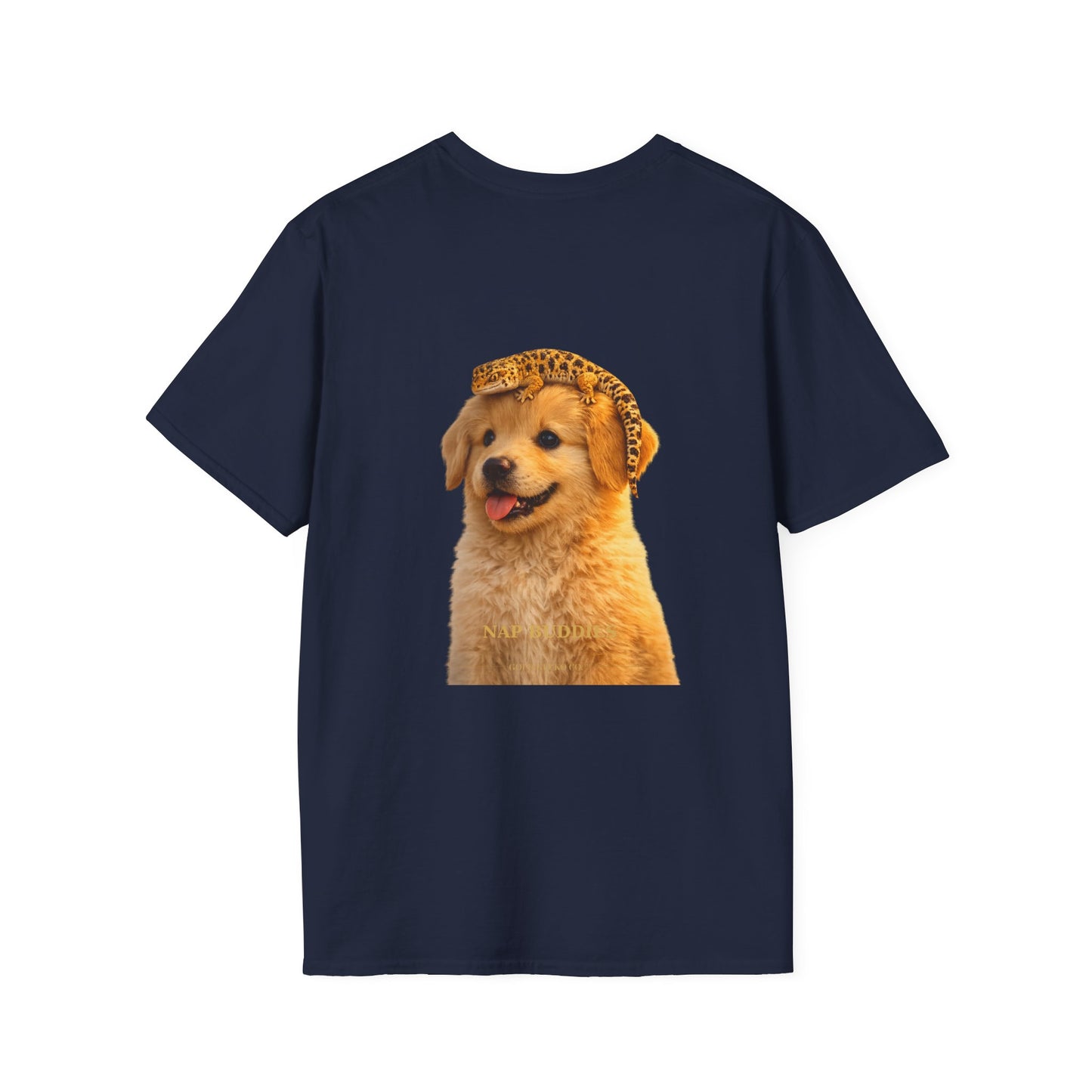Golden Retriever — Nap Buddies — cinematic photoreal portraits of beloved dog breeds paired w. Gold Gecko Co. Puppies & Geckos collection.