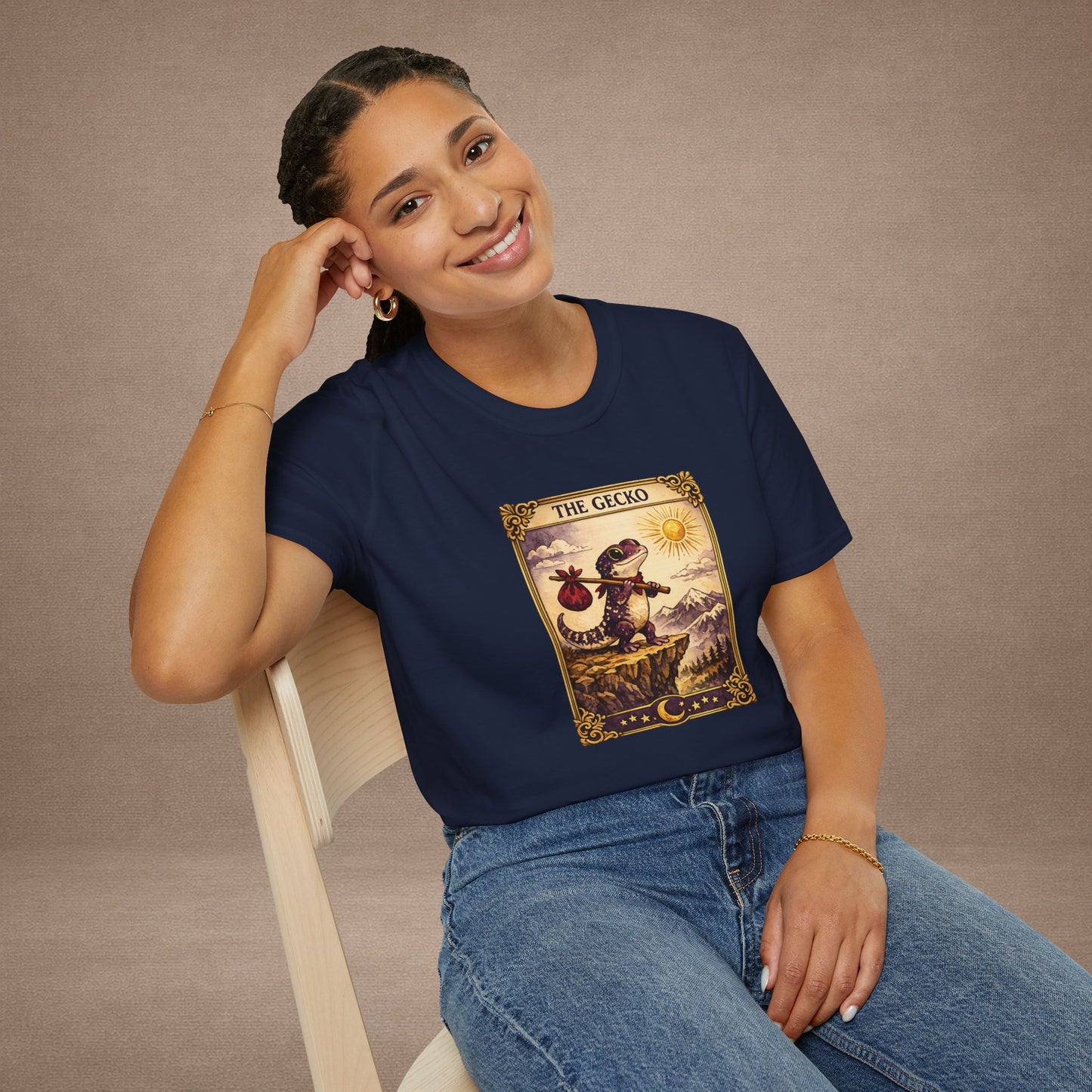 The High Priestess gecko tarot t-shirt · Moon Phase Coven · Gold Gecko Co.