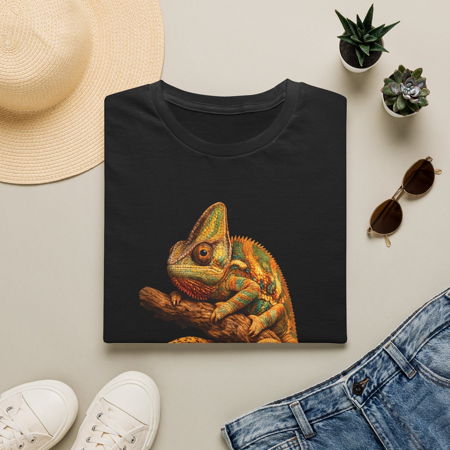 Chameleon — Moody Vibes — photoreal reptile portraits — the ultimate herp appreciation. Gold Gecko Co. Reptile Roll Call collection.