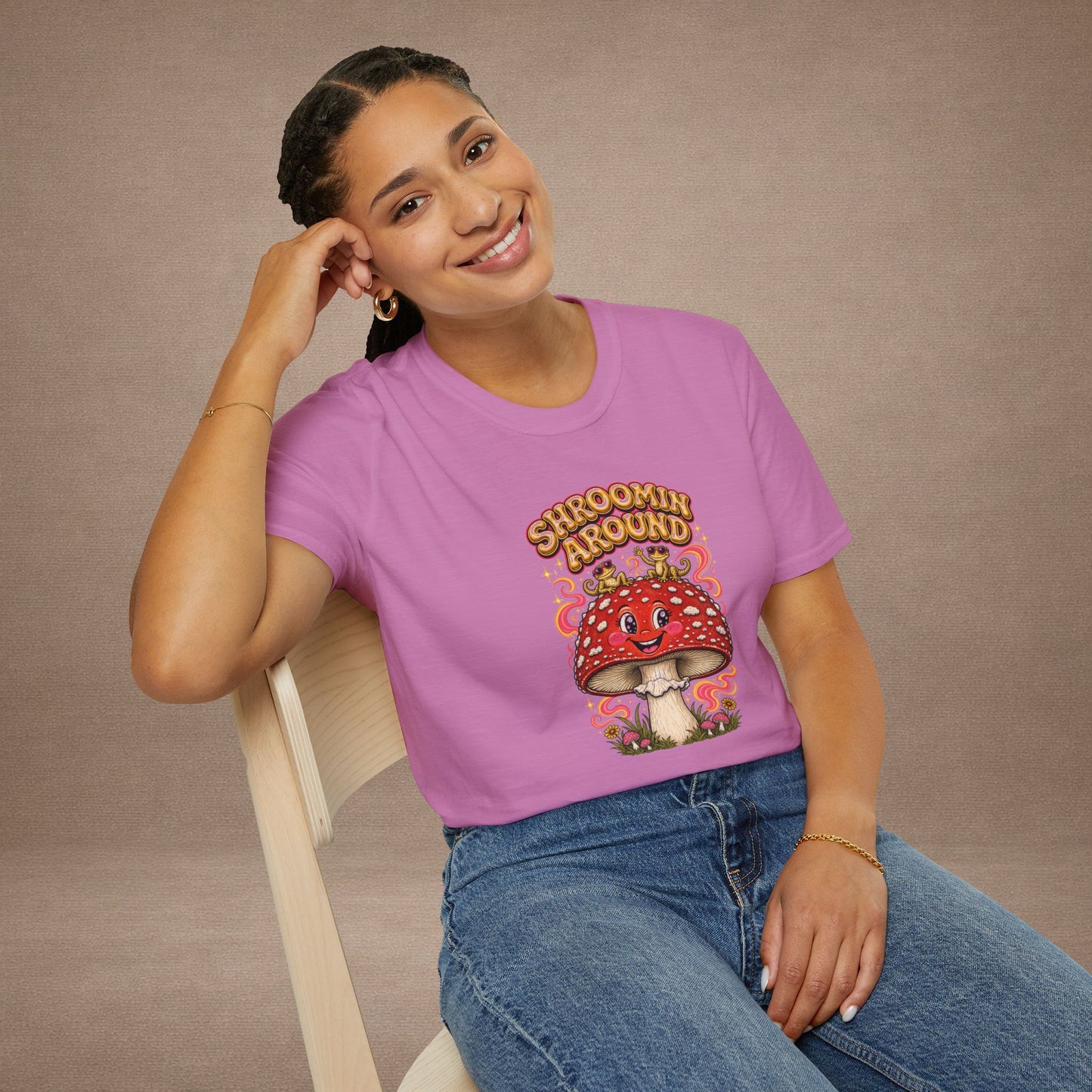 Shroomin' Around cottagecore mushroom & gecko t-shirt — Gold Gecko Co.