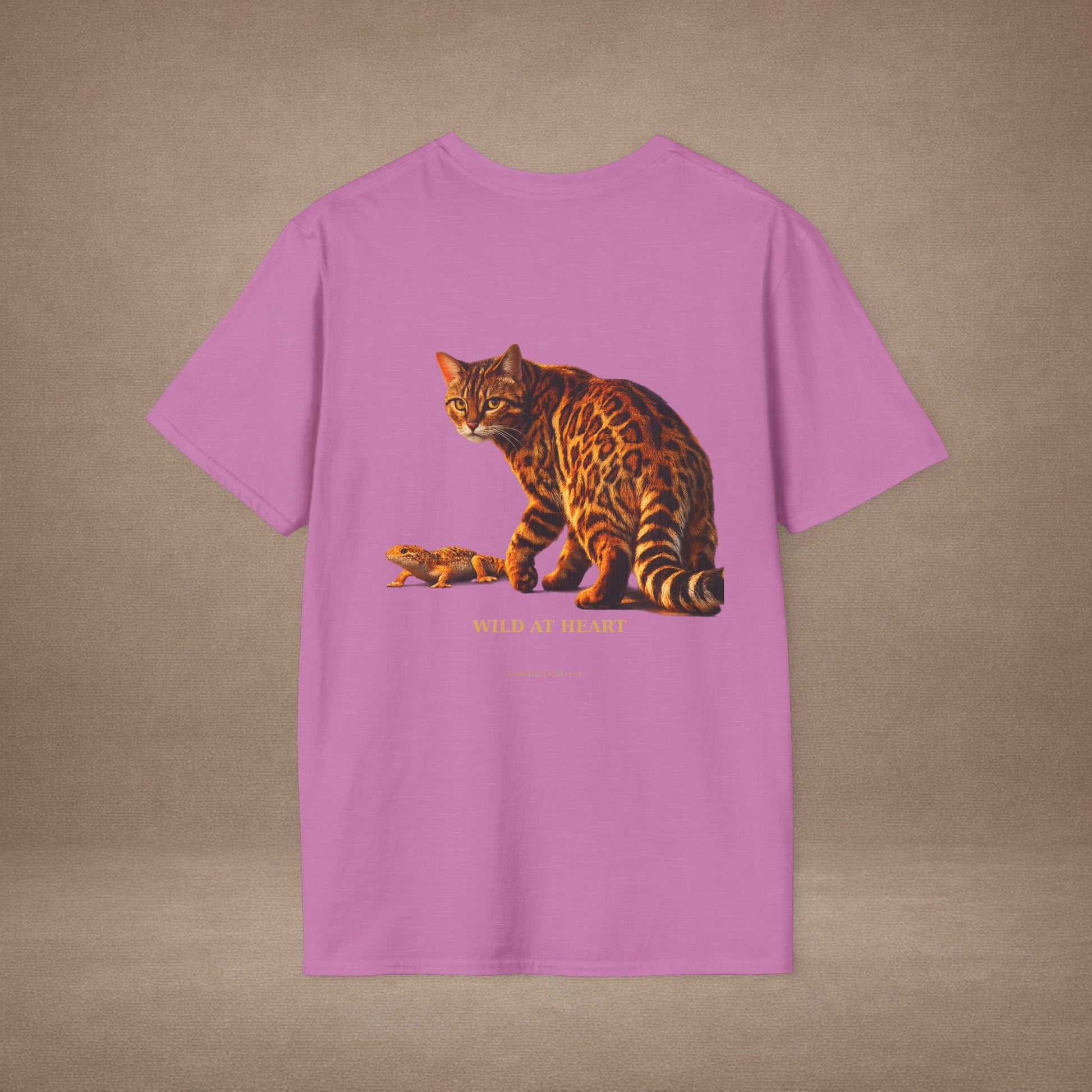 Bengal — Wild At Heart — photoreal cat breed portraits paired with tiny gecko compani. Gold Gecko Co. Cats & Geckos collection.