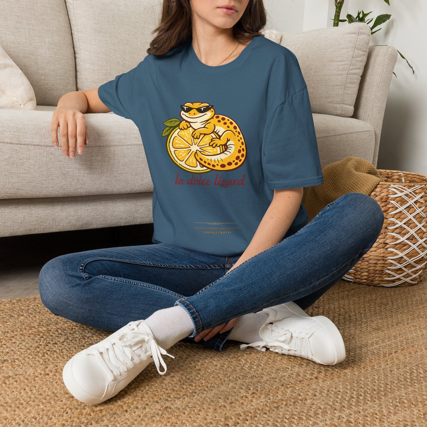 La Dolce Lizard Amalfi lemons Italian graphic t-shirt — Gold Gecko Co.