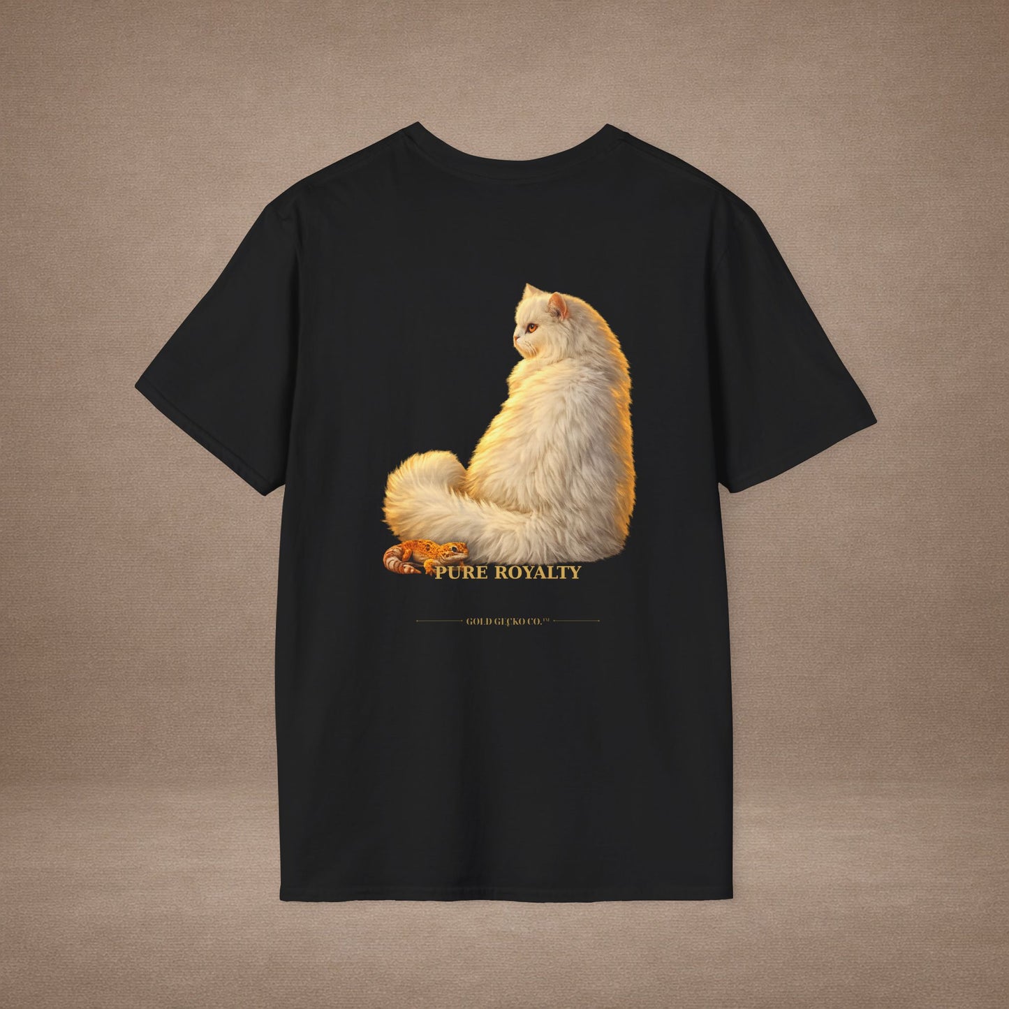 Persian — Pure Royalty — photoreal cat breed portraits paired with tiny gecko compani. Gold Gecko Co. Cats & Geckos collection.