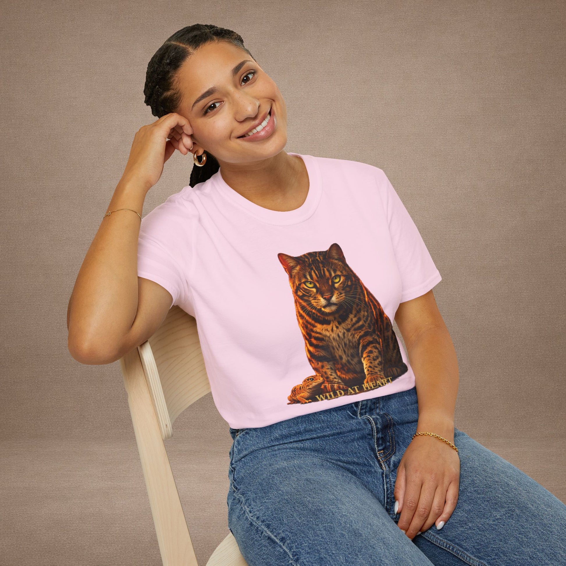 Bengal — Wild At Heart — photoreal cat breed portraits paired with tiny gecko compani. Gold Gecko Co. Cats & Geckos collection.