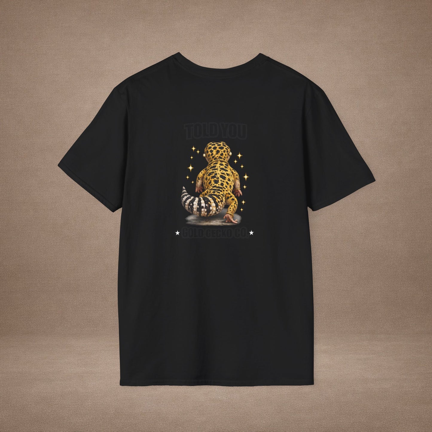 DESIGN #21 Wait For It… — Lounging Leopard Gecko Tee (Front & Back)
