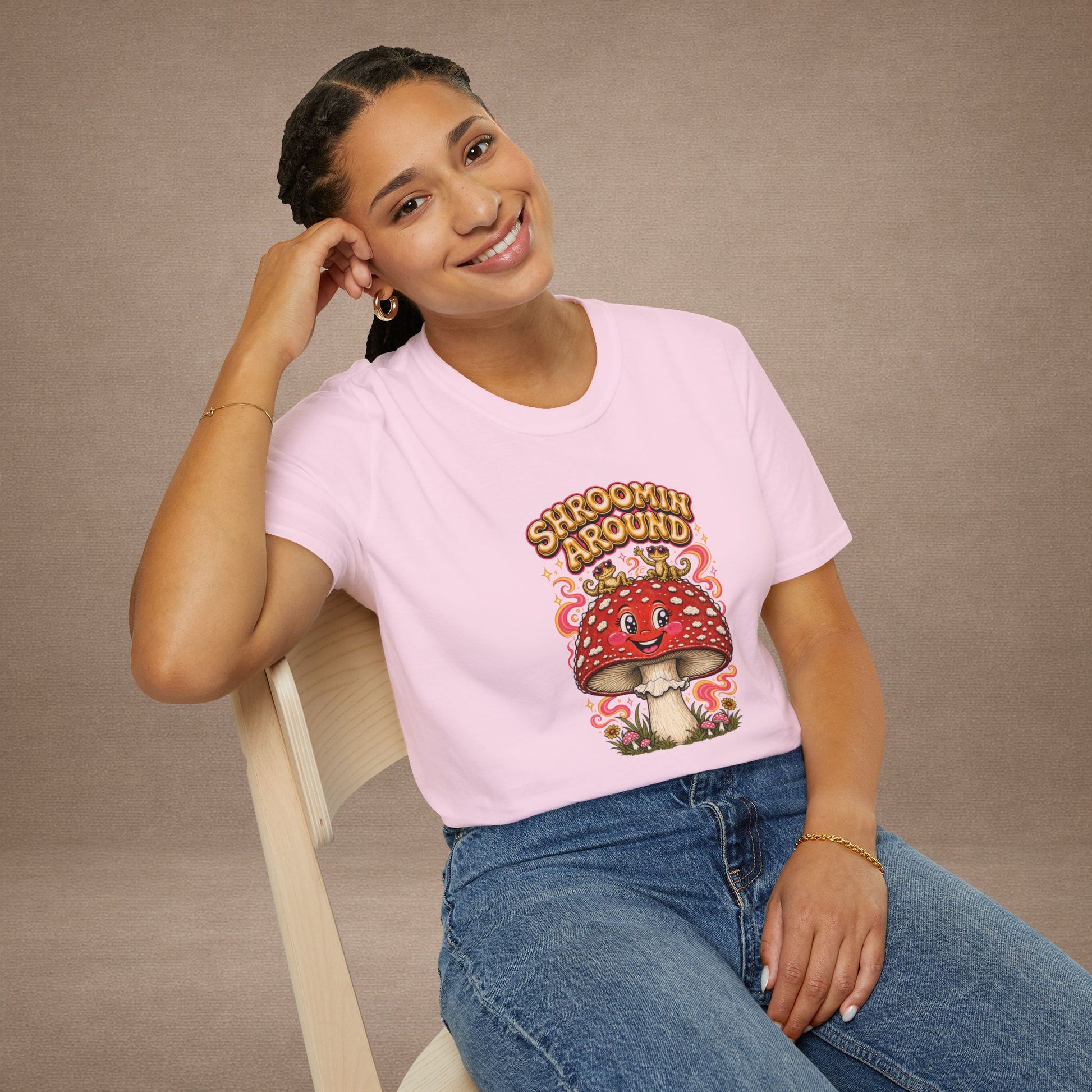 Shroomin' Around cottagecore mushroom & gecko t-shirt — Gold Gecko Co.