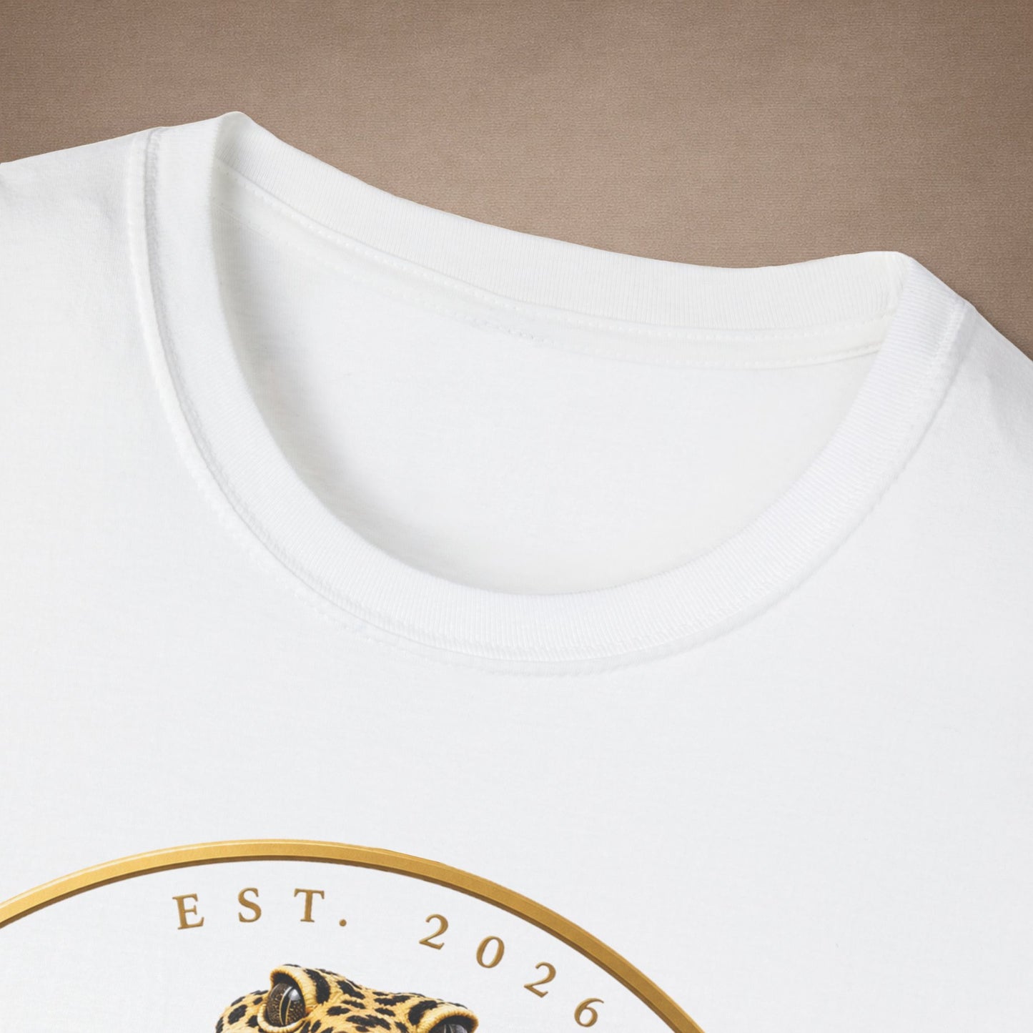 Design # 001  Gold Gecko Co. tm - Signature Logo Tee — Emblem Graphic T-Shirt (Front @ Back)