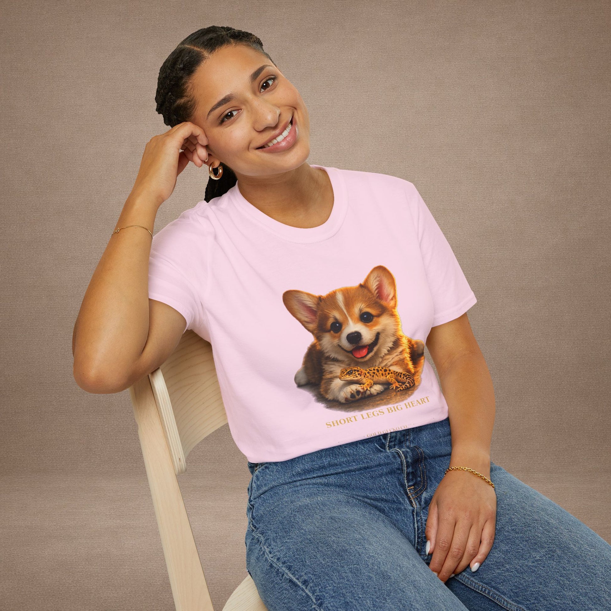 Corgi — Short Legs Big Heart — cinematic photoreal portraits of beloved dog breeds paired w. Gold Gecko Co. Puppies & Geckos collection.