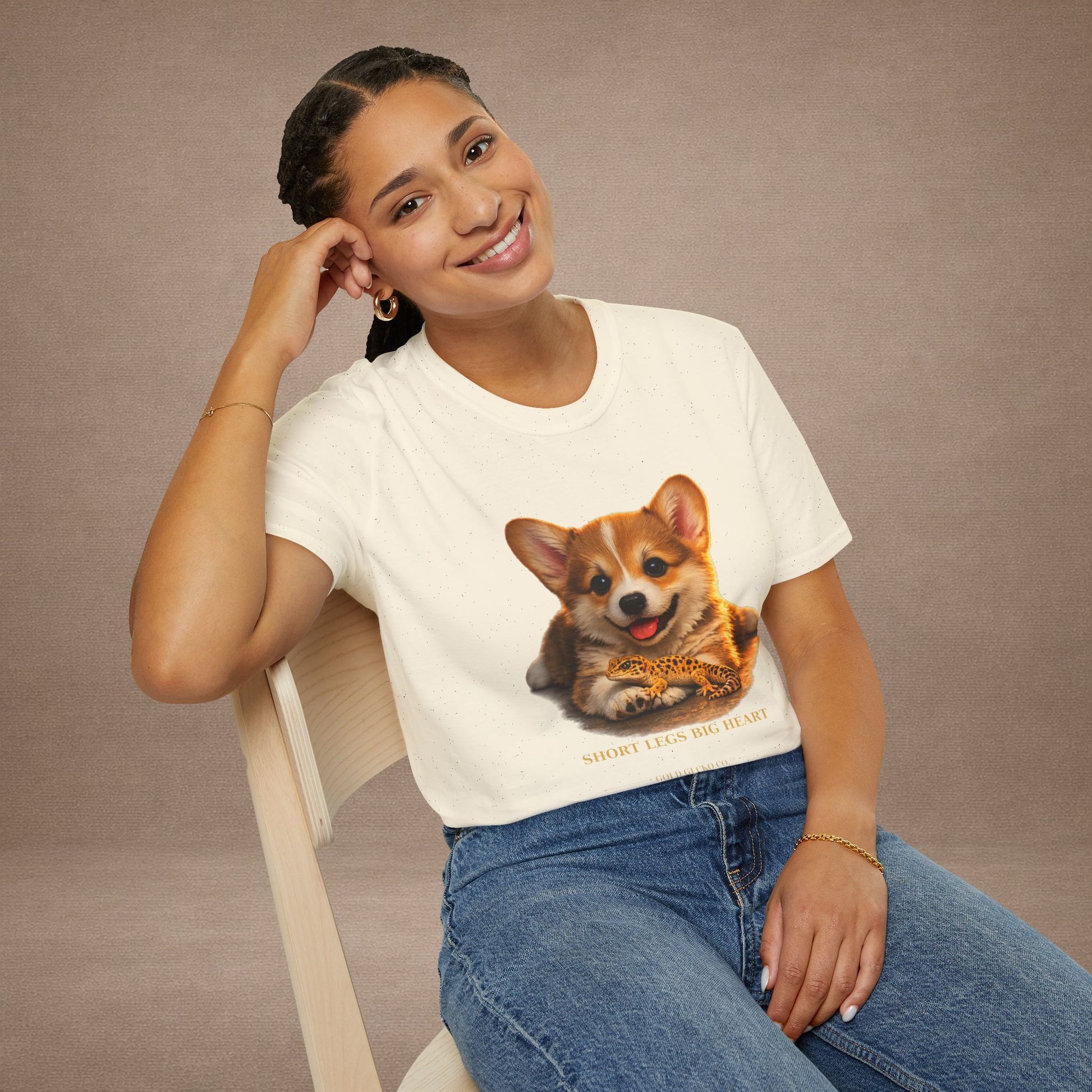 Corgi — Short Legs Big Heart — cinematic photoreal portraits of beloved dog breeds paired w. Gold Gecko Co. Puppies & Geckos collection.