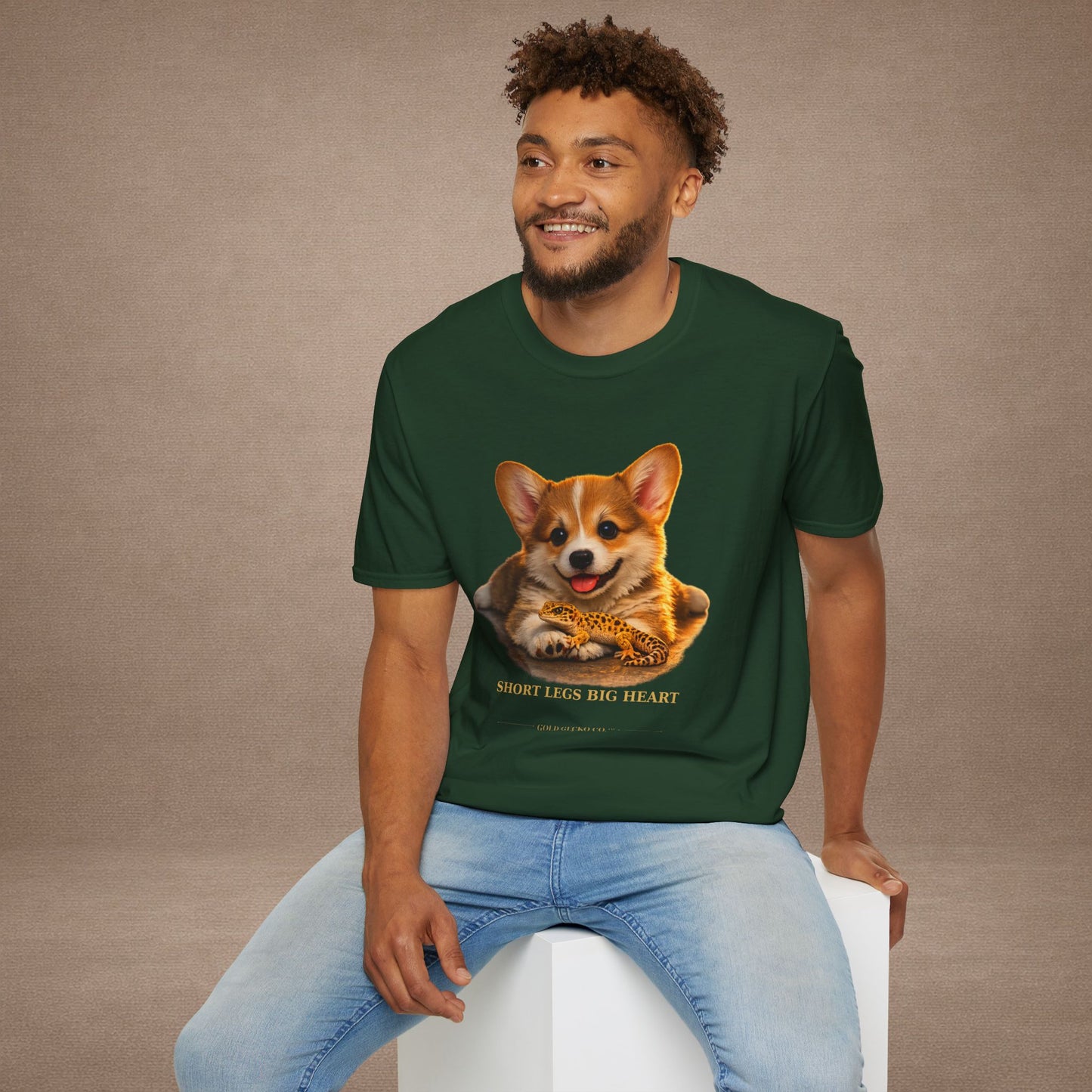 Corgi — Short Legs Big Heart — cinematic photoreal portraits of beloved dog breeds paired w. Gold Gecko Co. Puppies & Geckos collection.