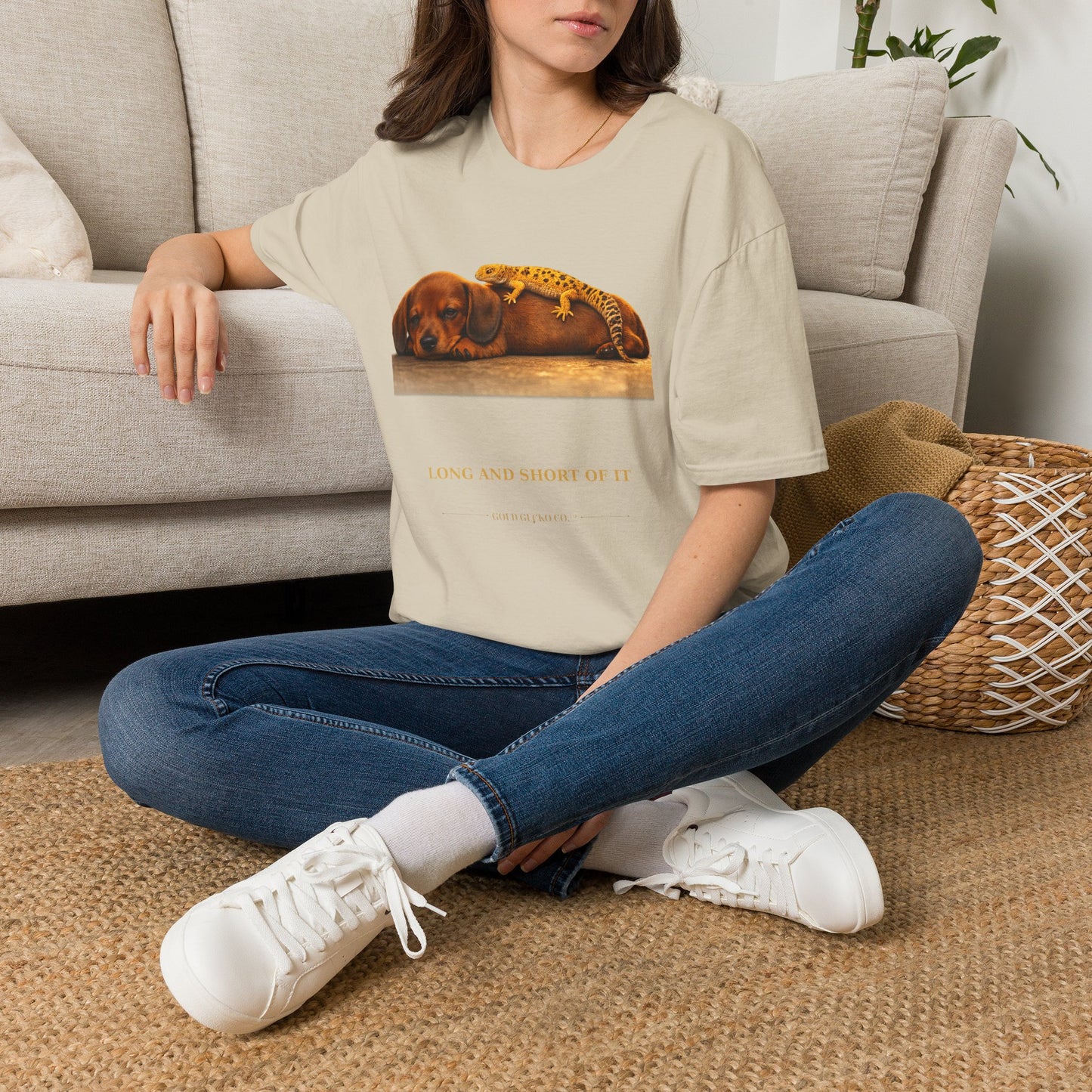 Dachshund — Long And Short Of It — cinematic photoreal portraits of beloved dog breeds paired w. Gold Gecko Co. Puppies & Geckos collection.