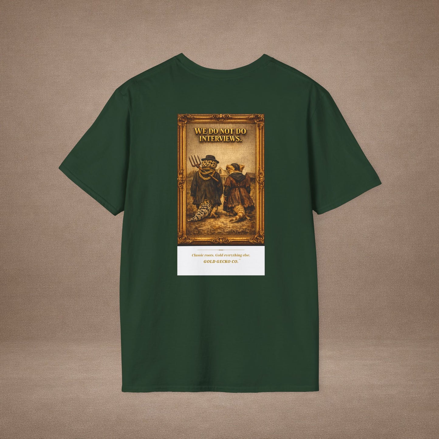 Design #col19-2 American Gothic Gecko — Fine Art Tee