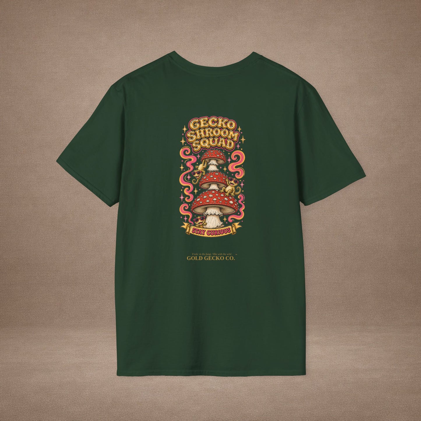 Shroomin' Around cottagecore mushroom & gecko t-shirt — Gold Gecko Co.