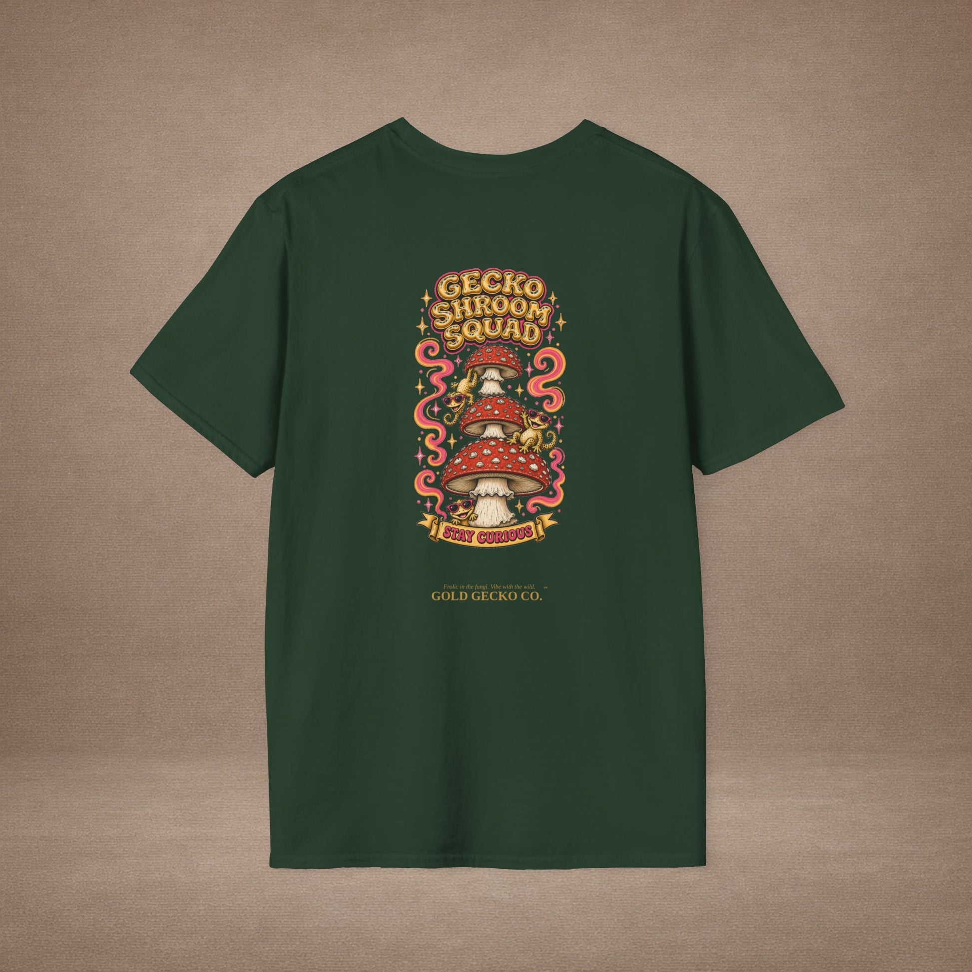 Shroomin' Around cottagecore mushroom & gecko t-shirt — Gold Gecko Co.