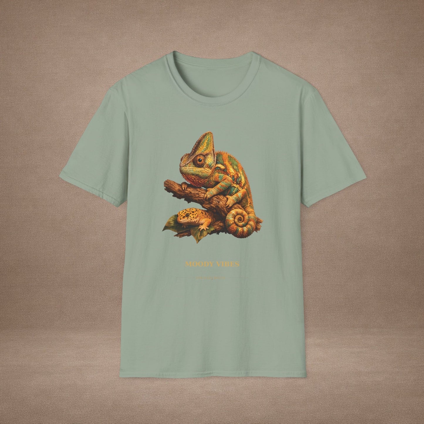 Chameleon — Moody Vibes — photoreal reptile portraits — the ultimate herp appreciation. Gold Gecko Co. Reptile Roll Call collection.