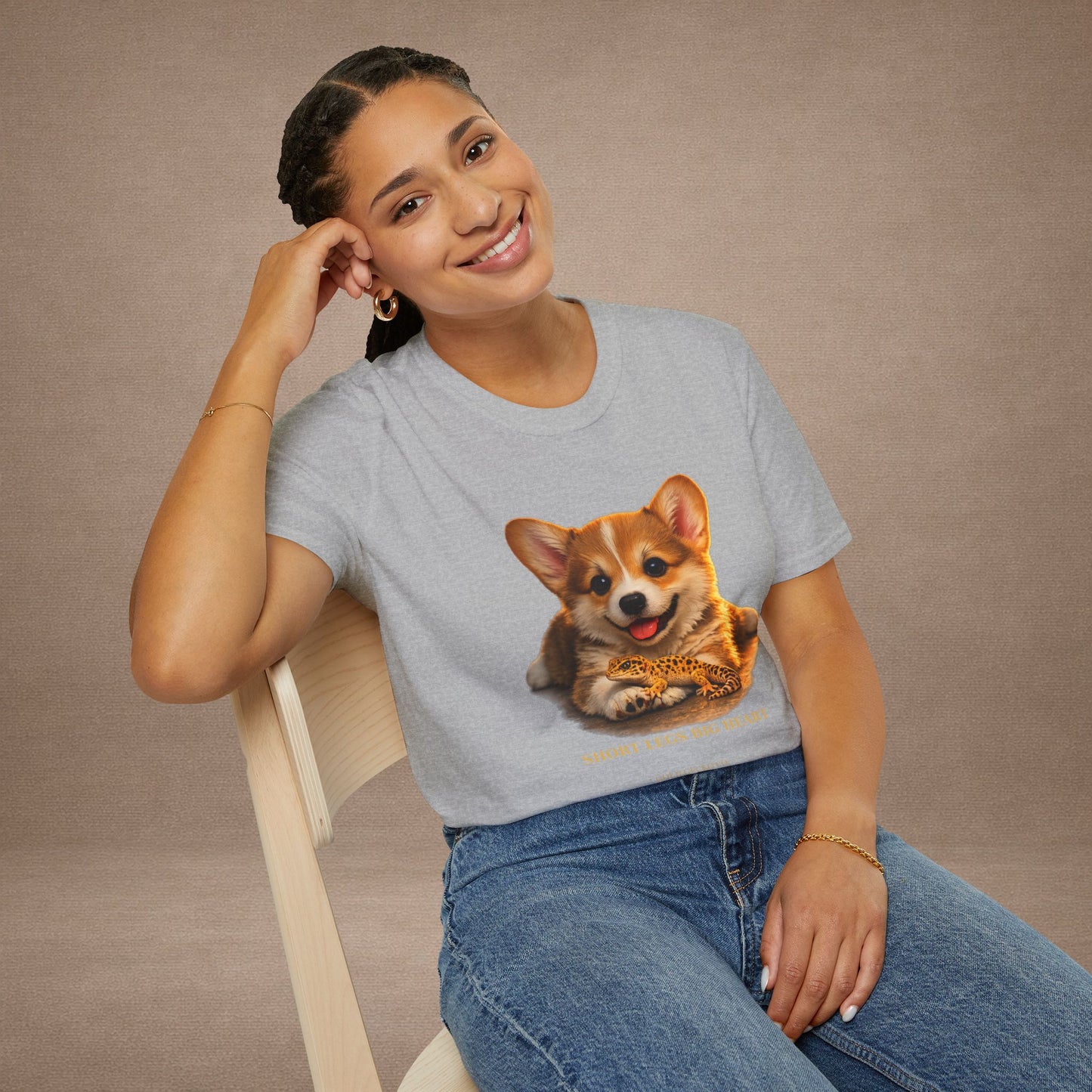 Corgi — Short Legs Big Heart — cinematic photoreal portraits of beloved dog breeds paired w. Gold Gecko Co. Puppies & Geckos collection.
