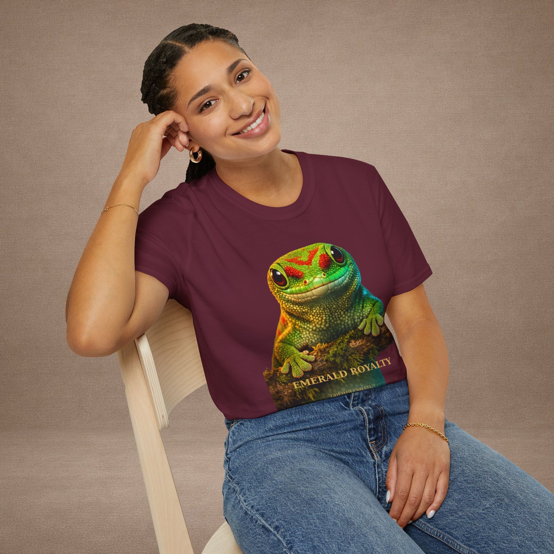 Day Gecko — Emerald Royalty — photoreal reptile portraits — the ultimate herp appreciation. Gold Gecko Co. Reptile Roll Call collection.