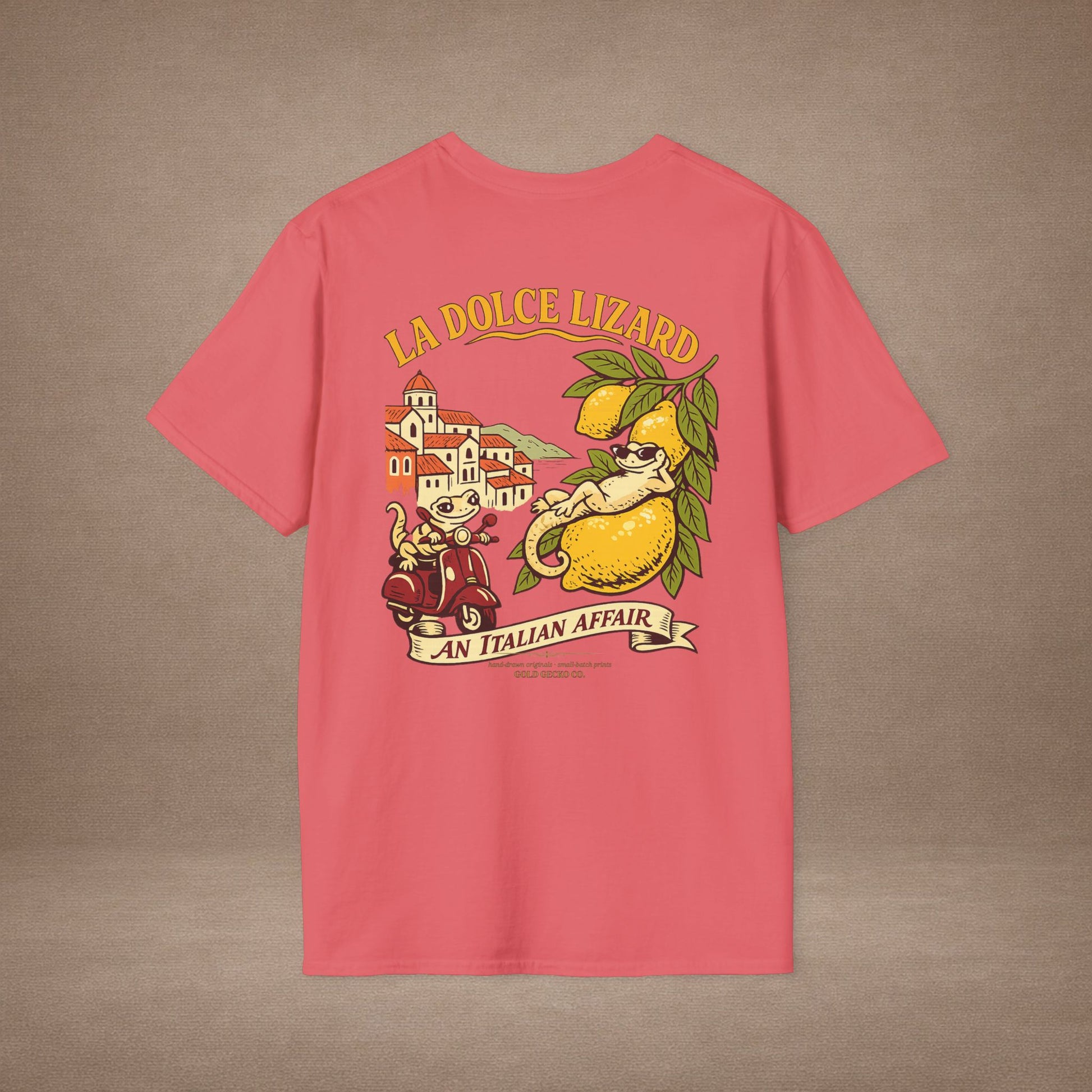 La Dolce Lizard Amalfi lemons Italian graphic t-shirt — Gold Gecko Co.