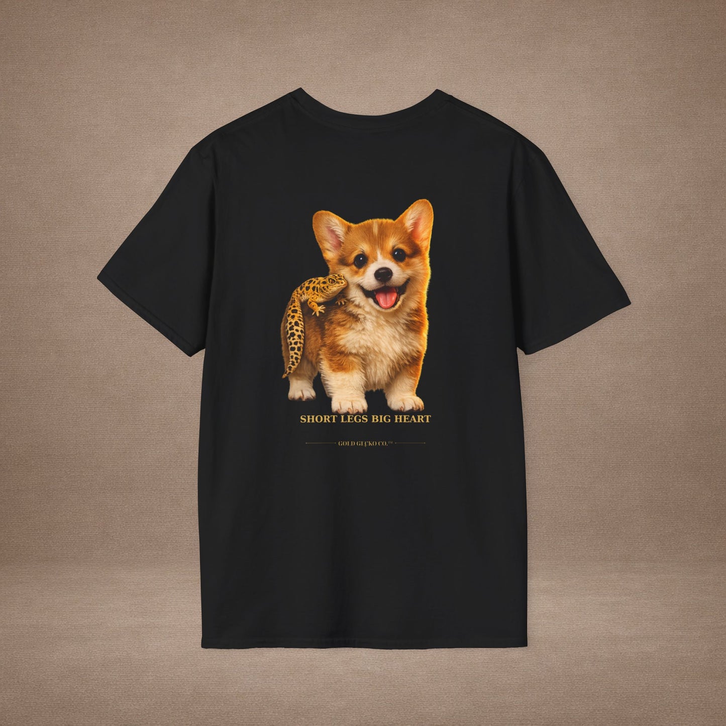 Corgi — Short Legs Big Heart — cinematic photoreal portraits of beloved dog breeds paired w. Gold Gecko Co. Puppies & Geckos collection.