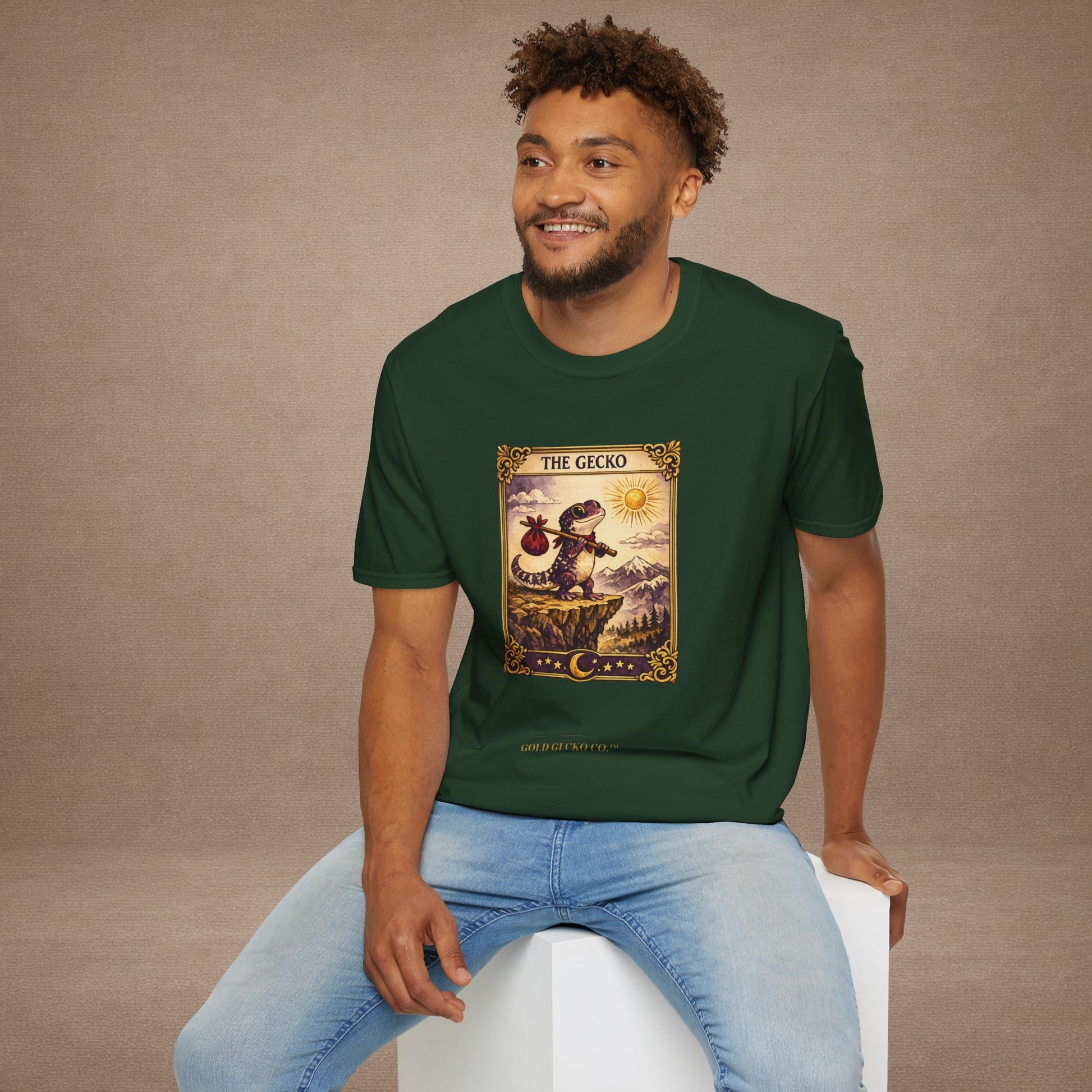 The High Priestess gecko tarot t-shirt · Moon Phase Coven · Gold Gecko Co.