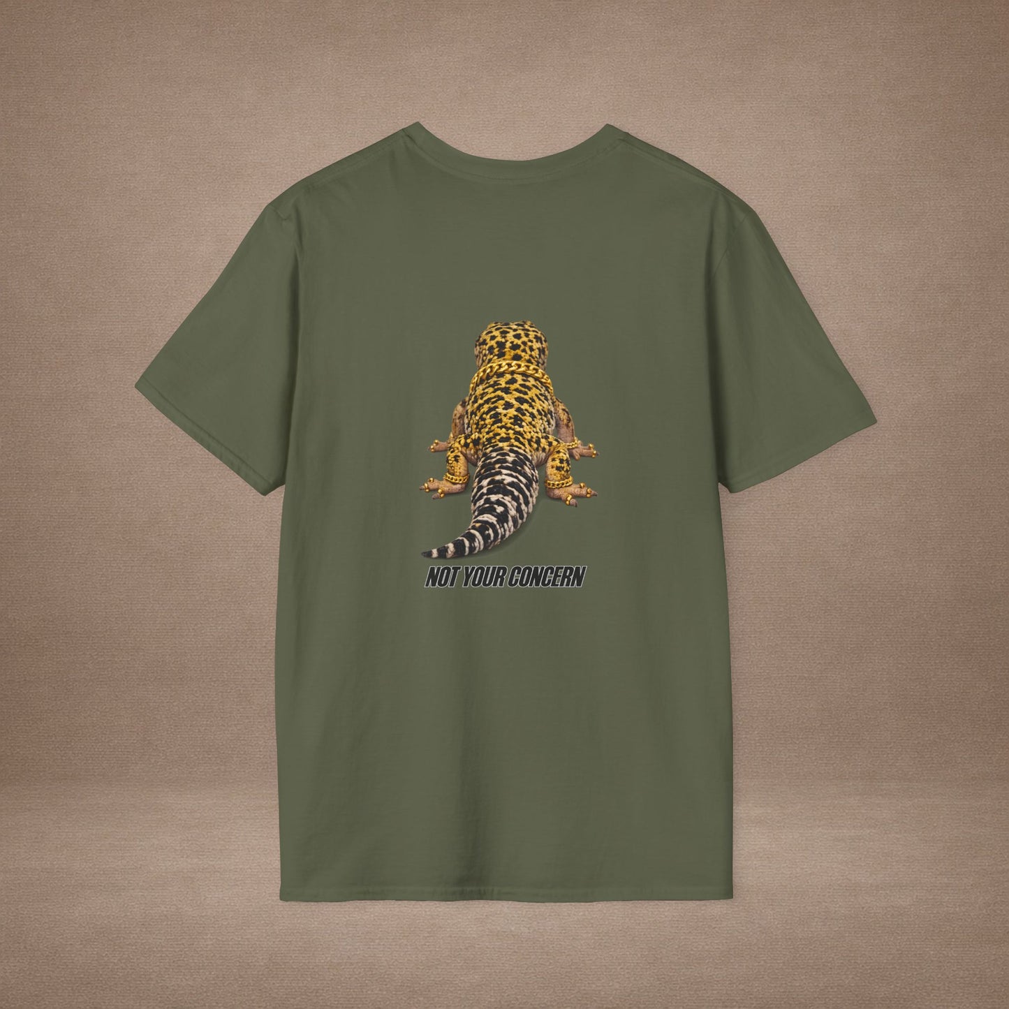 DESIGN #4- bl - Not Your Concern — Leopard Gecko Tee black lettering