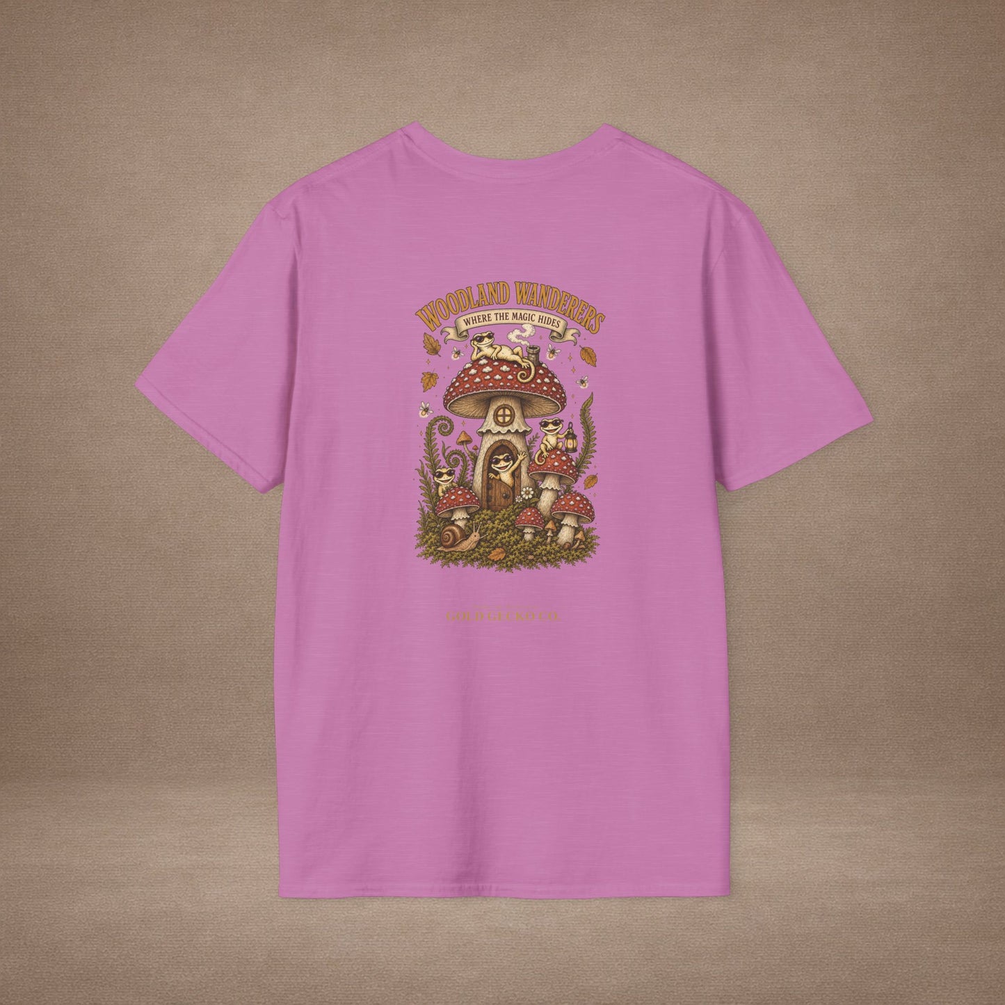 Toadstool Trip cottagecore mushroom & gecko t-shirt — Gold Gecko Co.