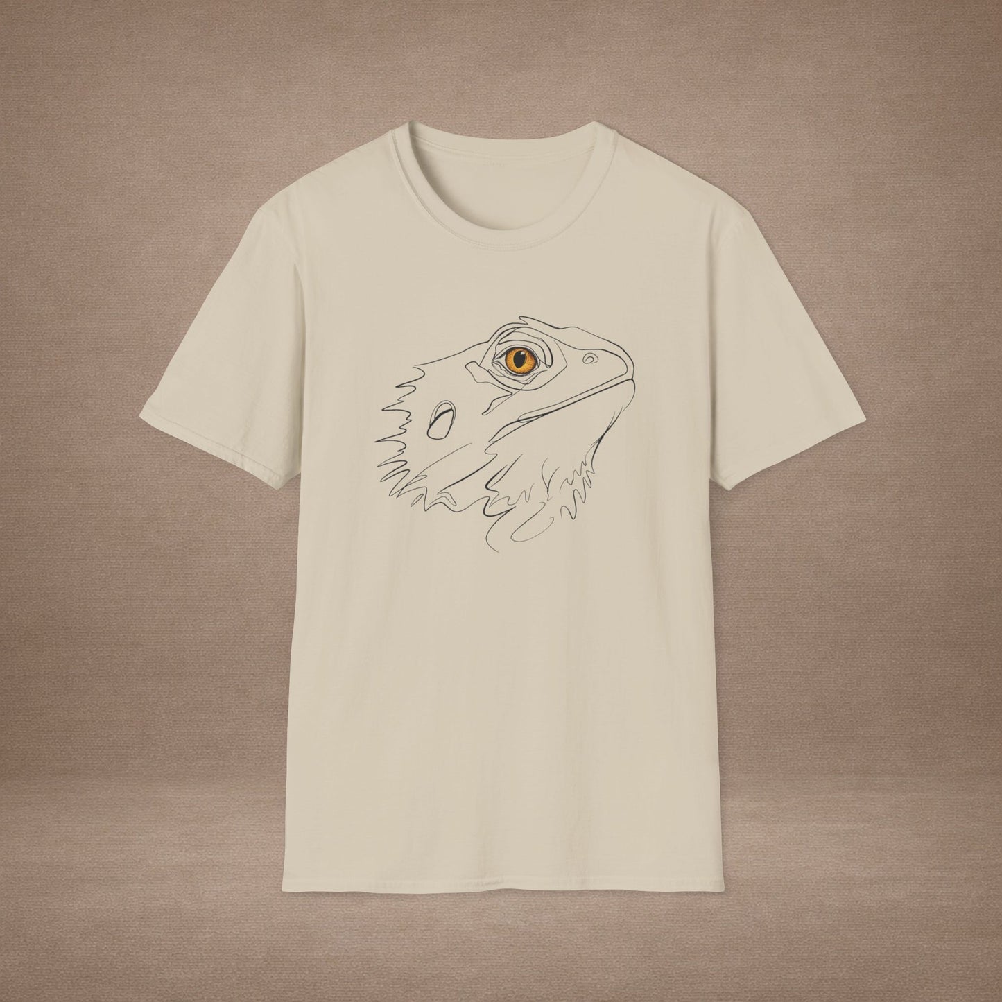 Amber Bearded Dragon single-line art with amber gold gem eye — Gold Gecko Co. Line & Gold collection (Light)