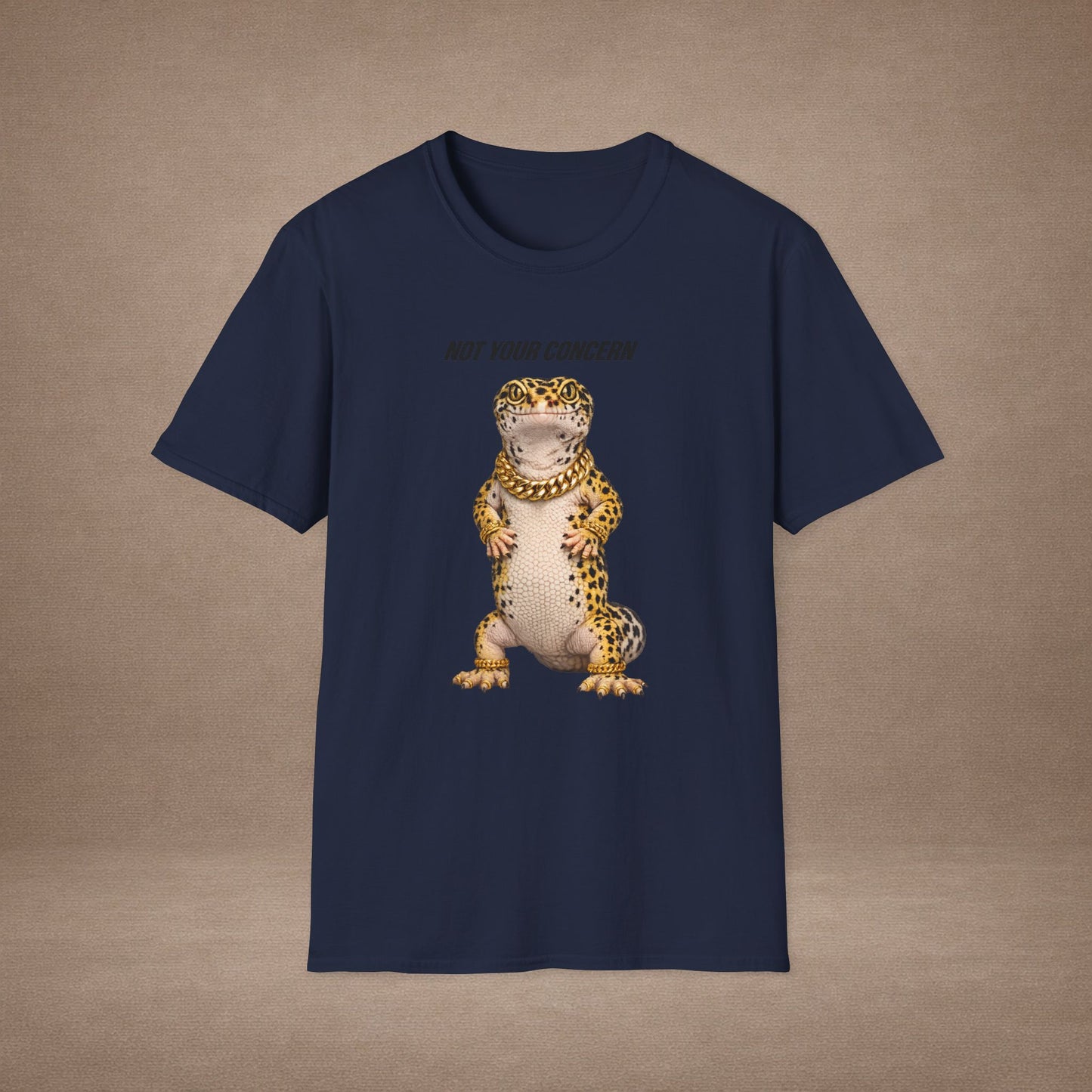 DESIGN #4- bl - Not Your Concern — Leopard Gecko Tee black lettering