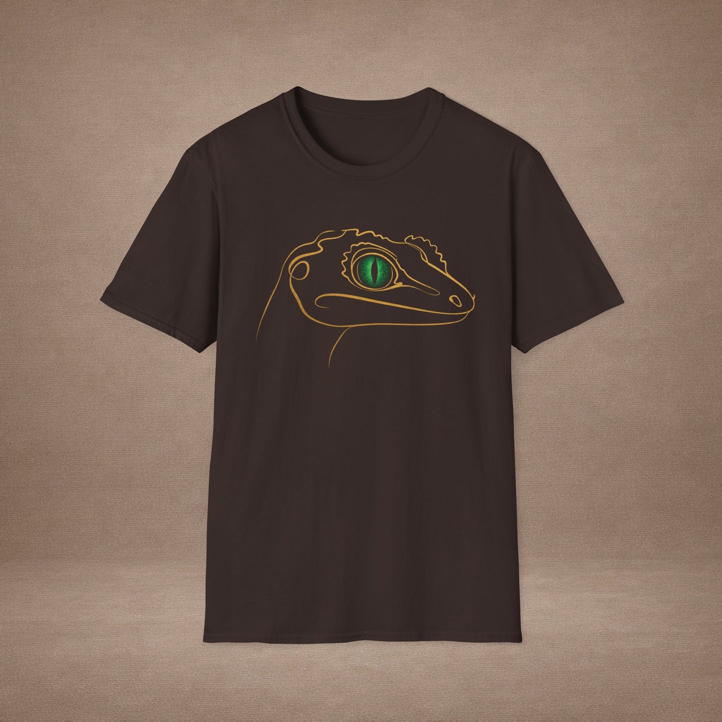 Emerald Gecko single-line art with emerald green gem eye — Gold Gecko Co. Line & Gold collection (Dark)