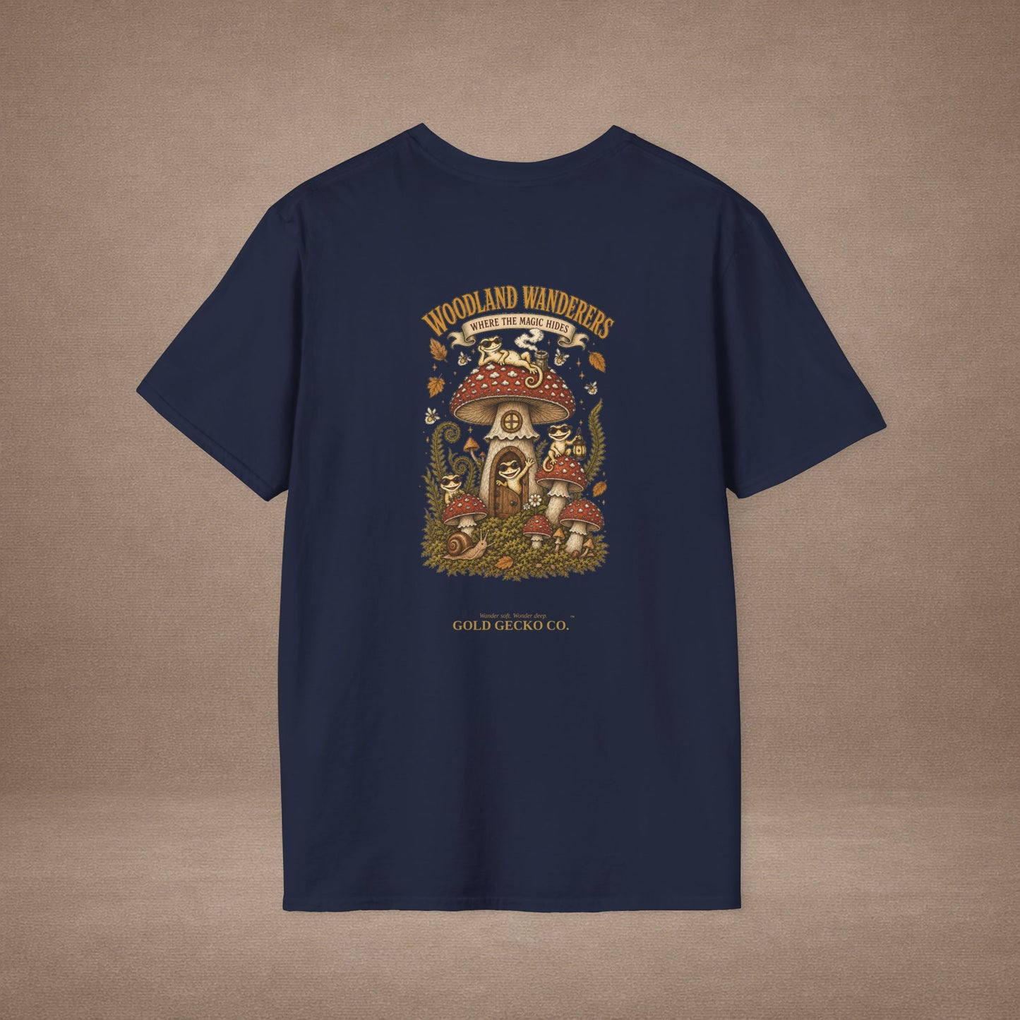 Toadstool Trip cottagecore mushroom & gecko t-shirt — Gold Gecko Co.