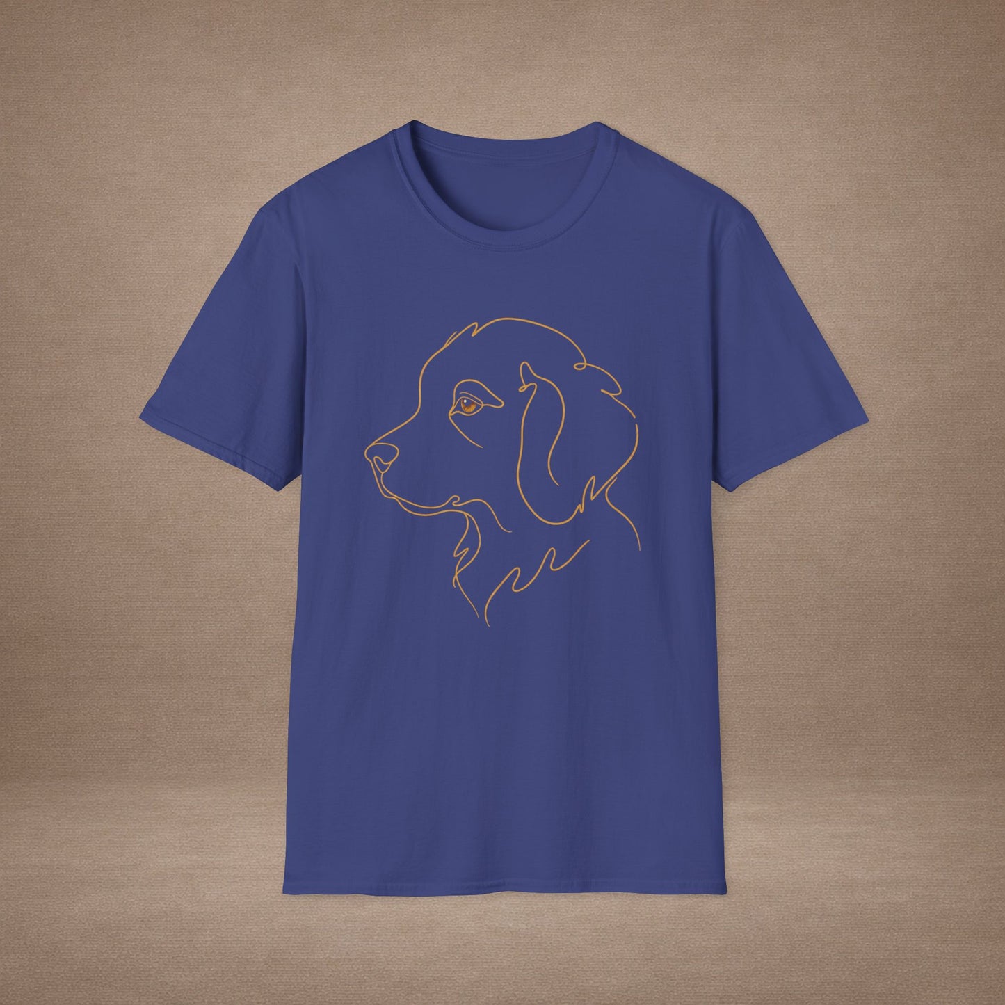 Topaz Golden Retriever single-line art with topaz gold gem eye — Gold Gecko Co. Line & Gold collection (Dark)