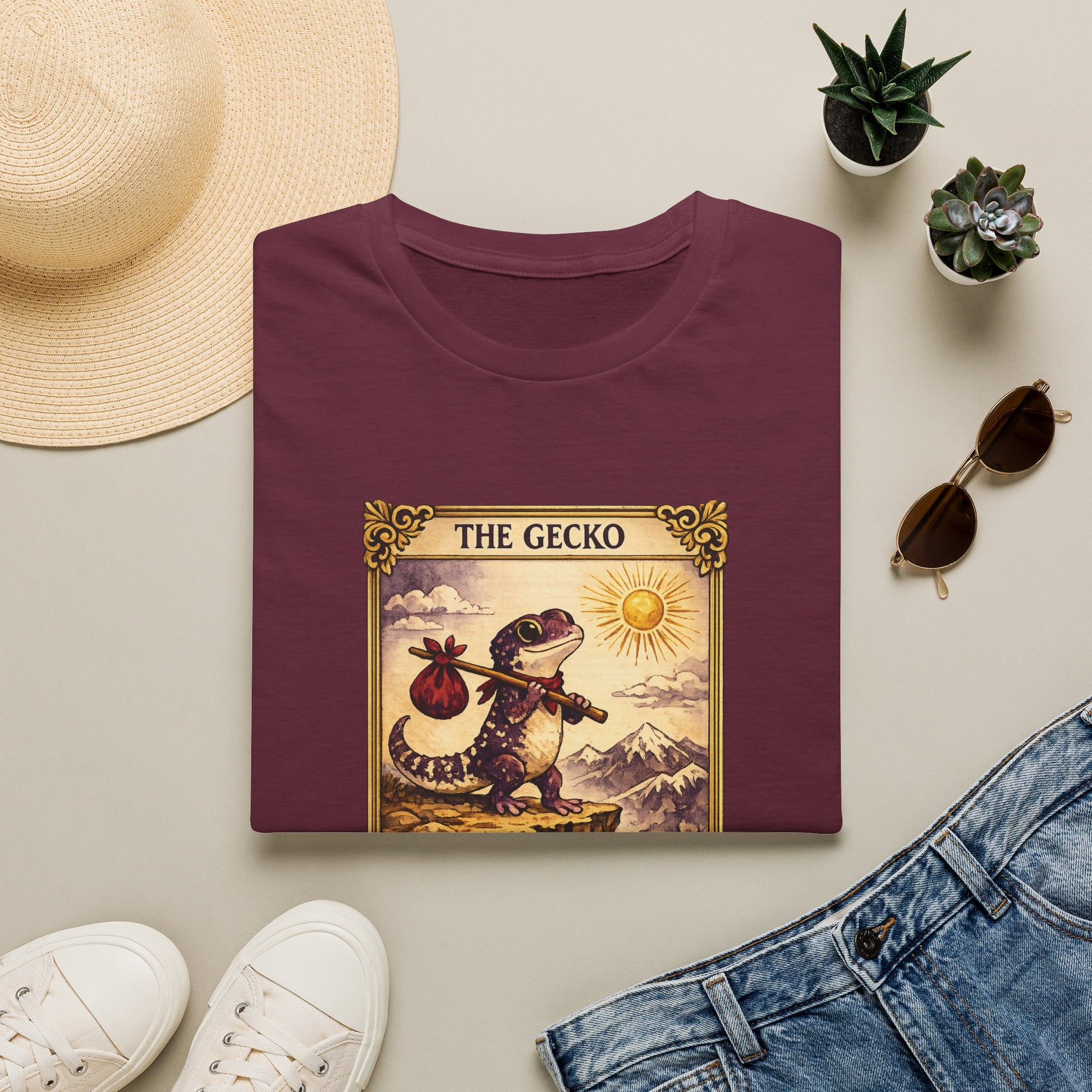 The High Priestess gecko tarot t-shirt · Moon Phase Coven · Gold Gecko Co.