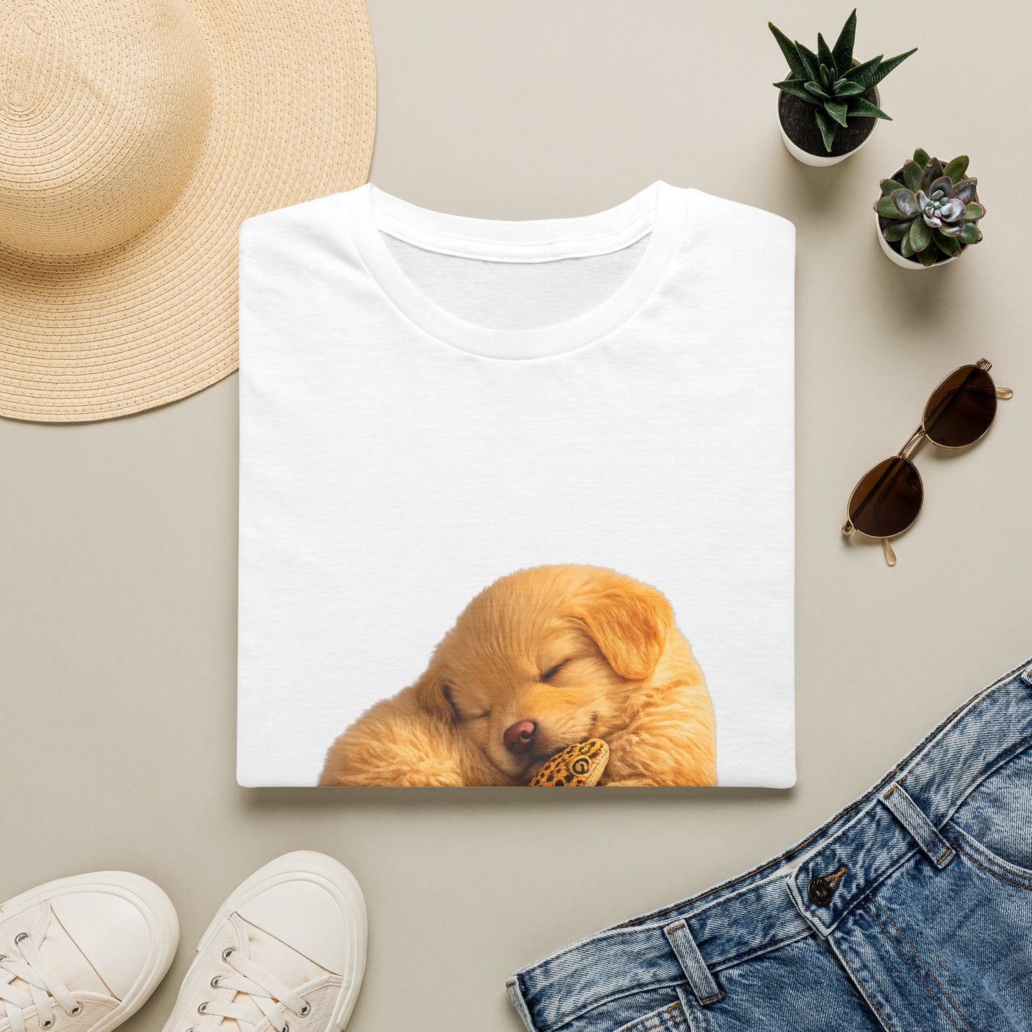 Golden Retriever — Nap Buddies — cinematic photoreal portraits of beloved dog breeds paired w. Gold Gecko Co. Puppies & Geckos collection.