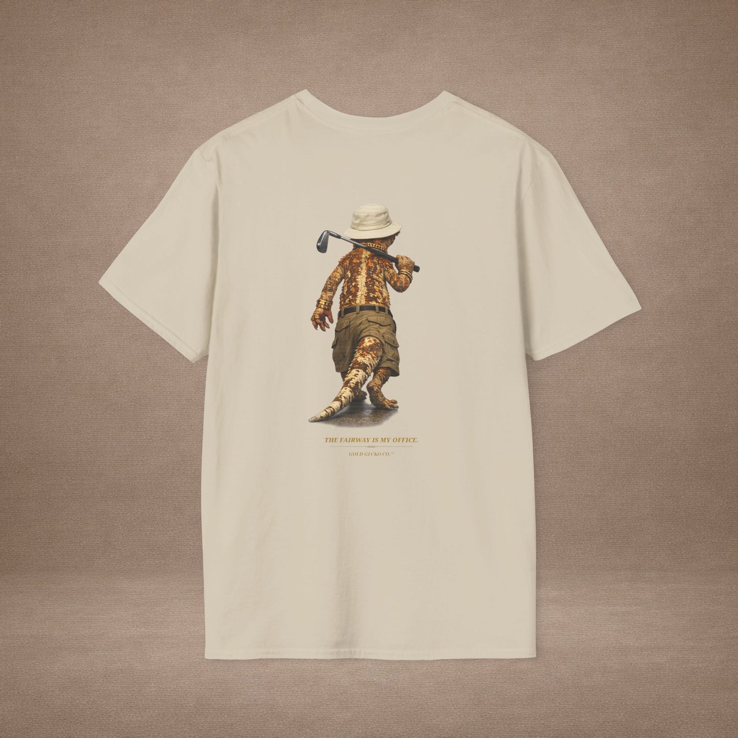 DESIGN #03-2-1 - Golf Dad (Crested - Golf Hat, Tan Shorts, Club, Grass)