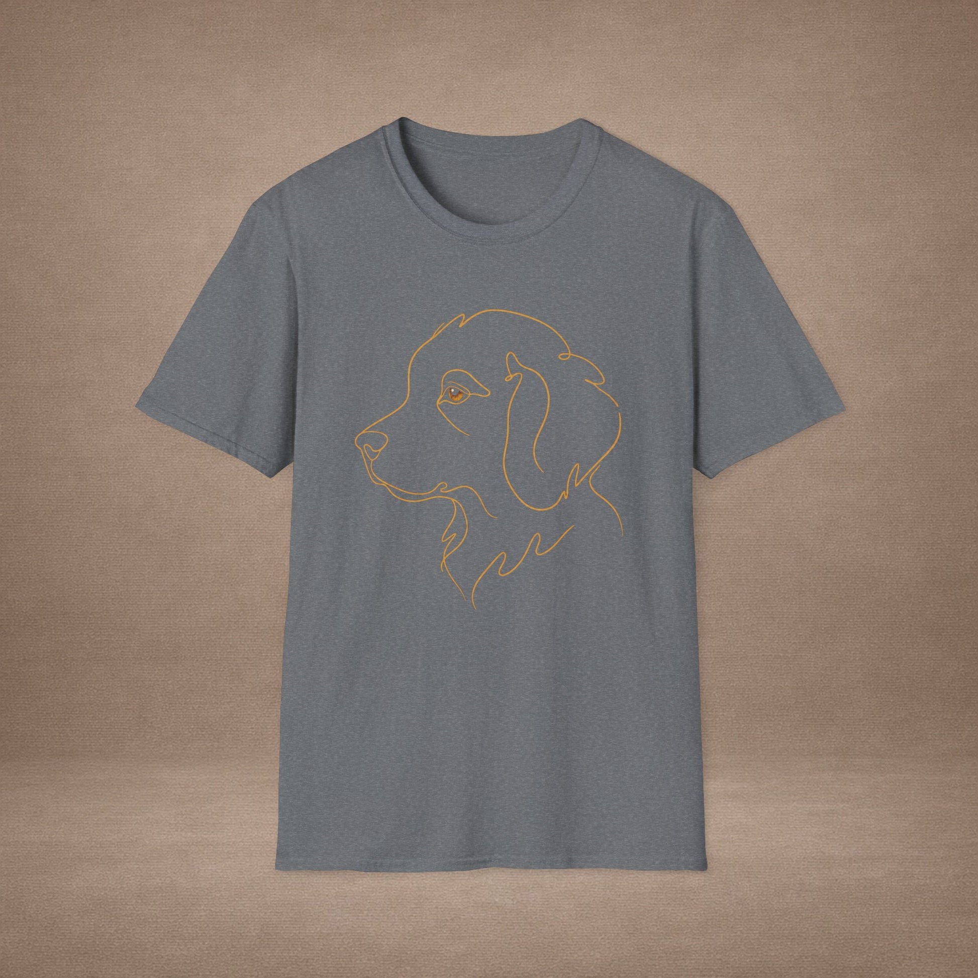 Topaz Golden Retriever single-line art with topaz gold gem eye — Gold Gecko Co. Line & Gold collection (Dark)