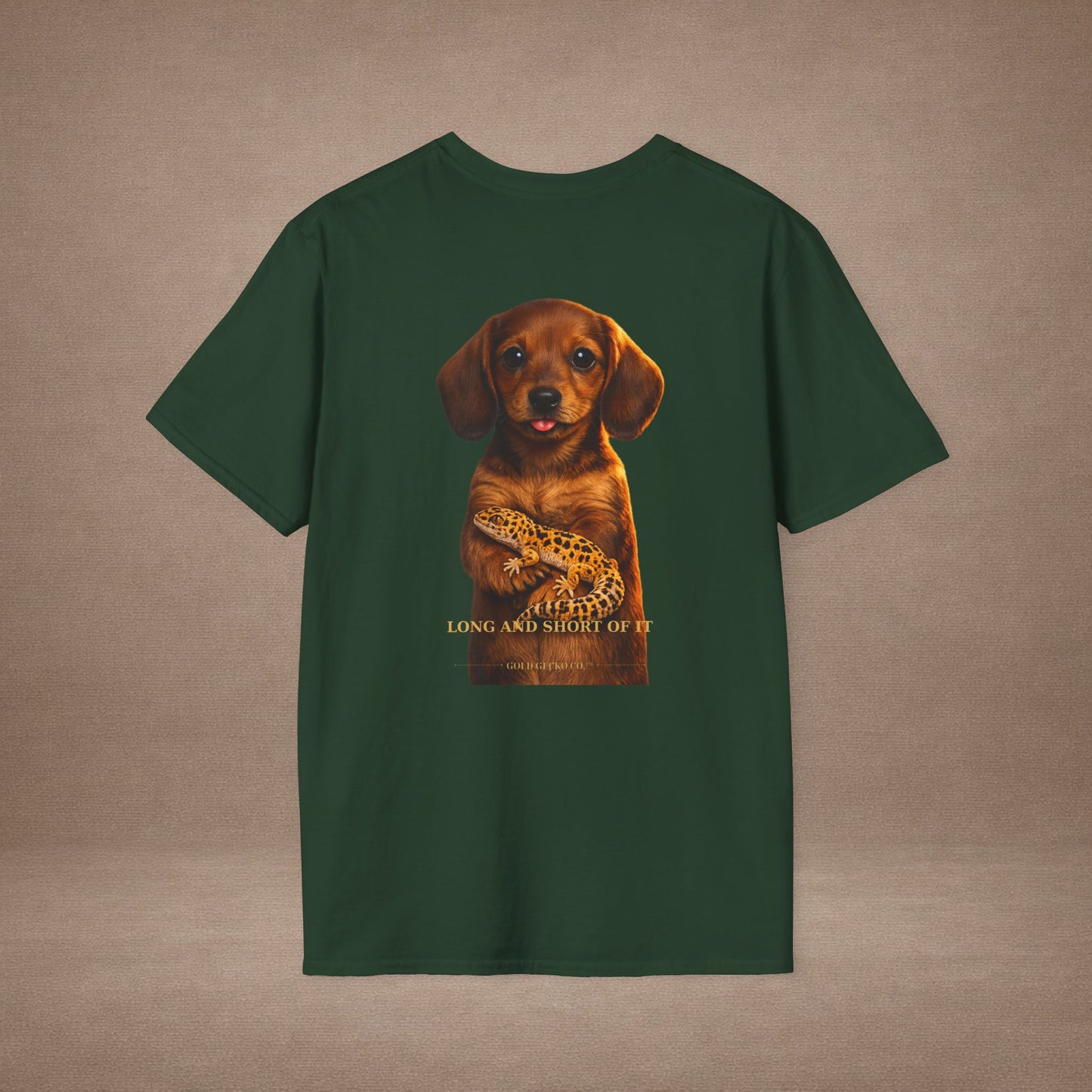 Dachshund — Long And Short Of It — cinematic photoreal portraits of beloved dog breeds paired w. Gold Gecko Co. Puppies & Geckos collection.