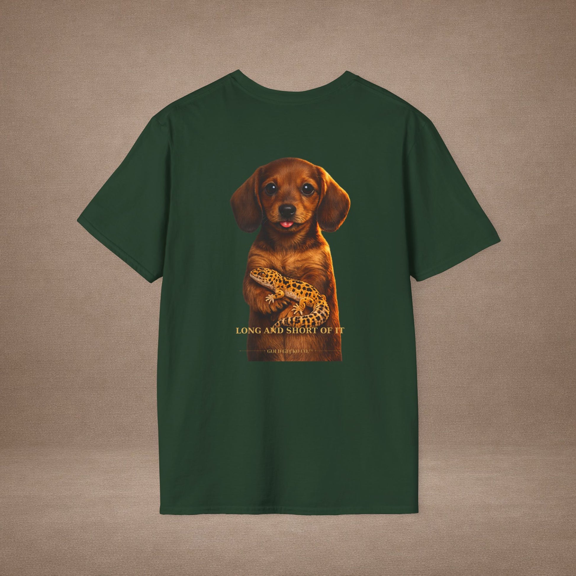 Dachshund — Long And Short Of It — cinematic photoreal portraits of beloved dog breeds paired w. Gold Gecko Co. Puppies & Geckos collection.