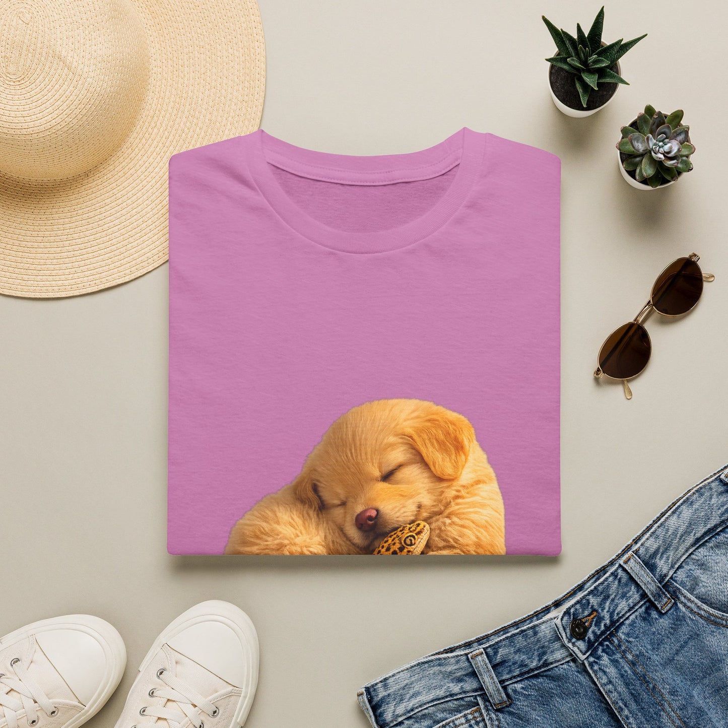 Golden Retriever — Nap Buddies — cinematic photoreal portraits of beloved dog breeds paired w. Gold Gecko Co. Puppies & Geckos collection.