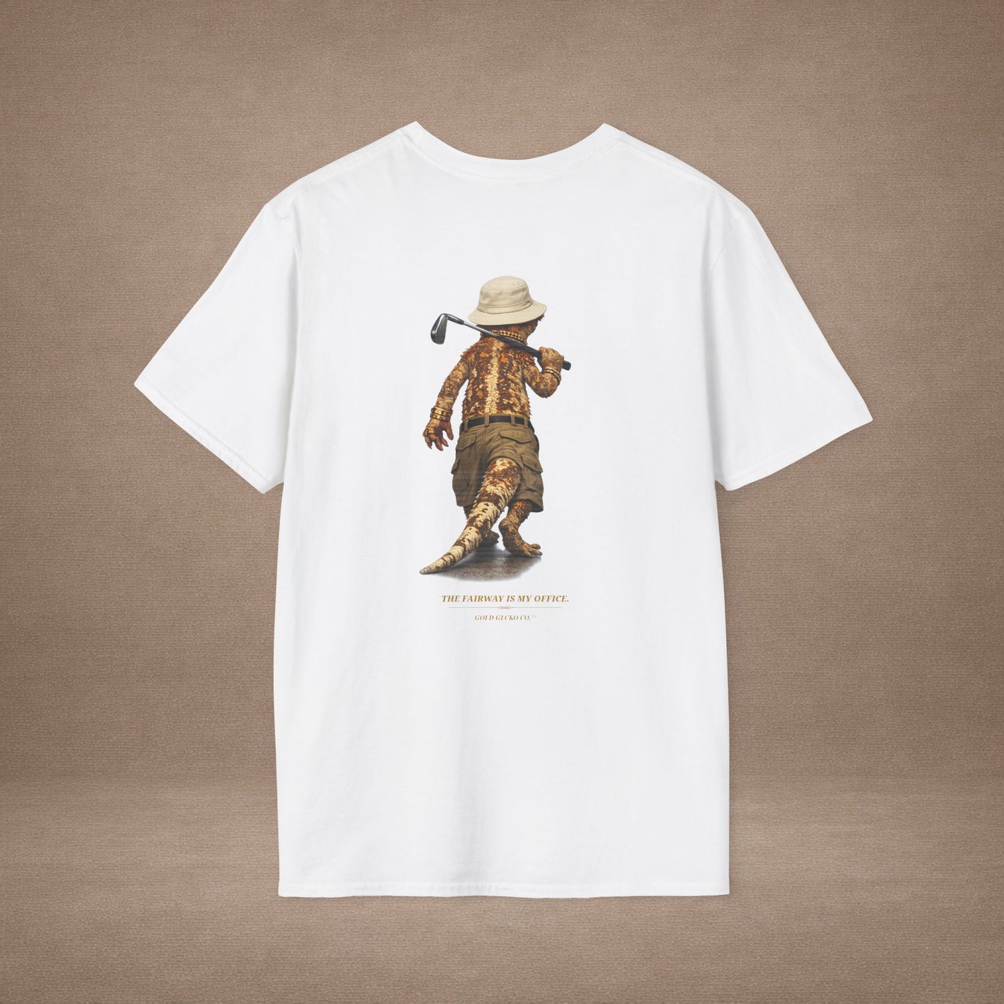 DESIGN #03-2-1 - Golf Dad (Crested - Golf Hat, Tan Shorts, Club, Grass)