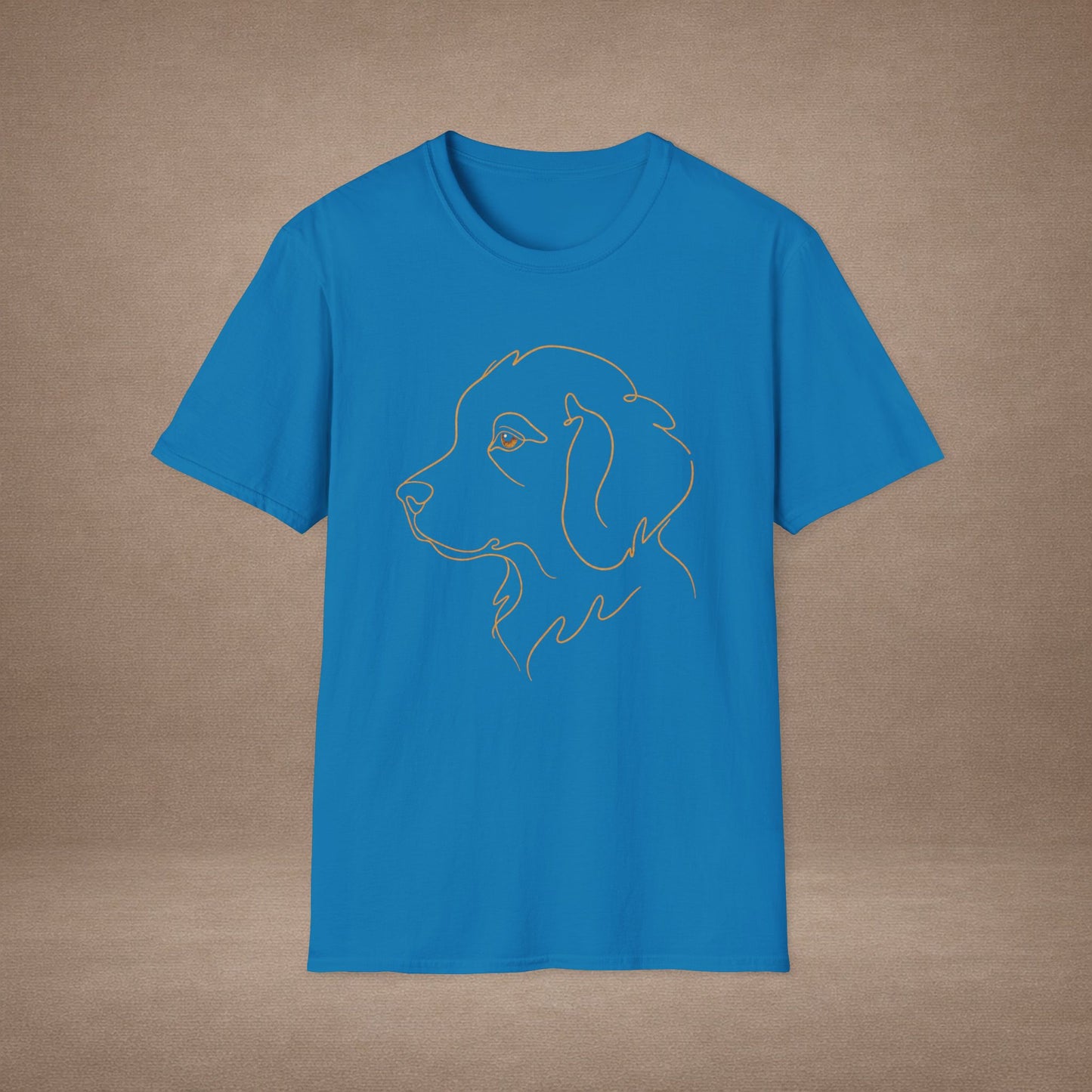 Topaz Golden Retriever single-line art with topaz gold gem eye — Gold Gecko Co. Line & Gold collection (Dark)