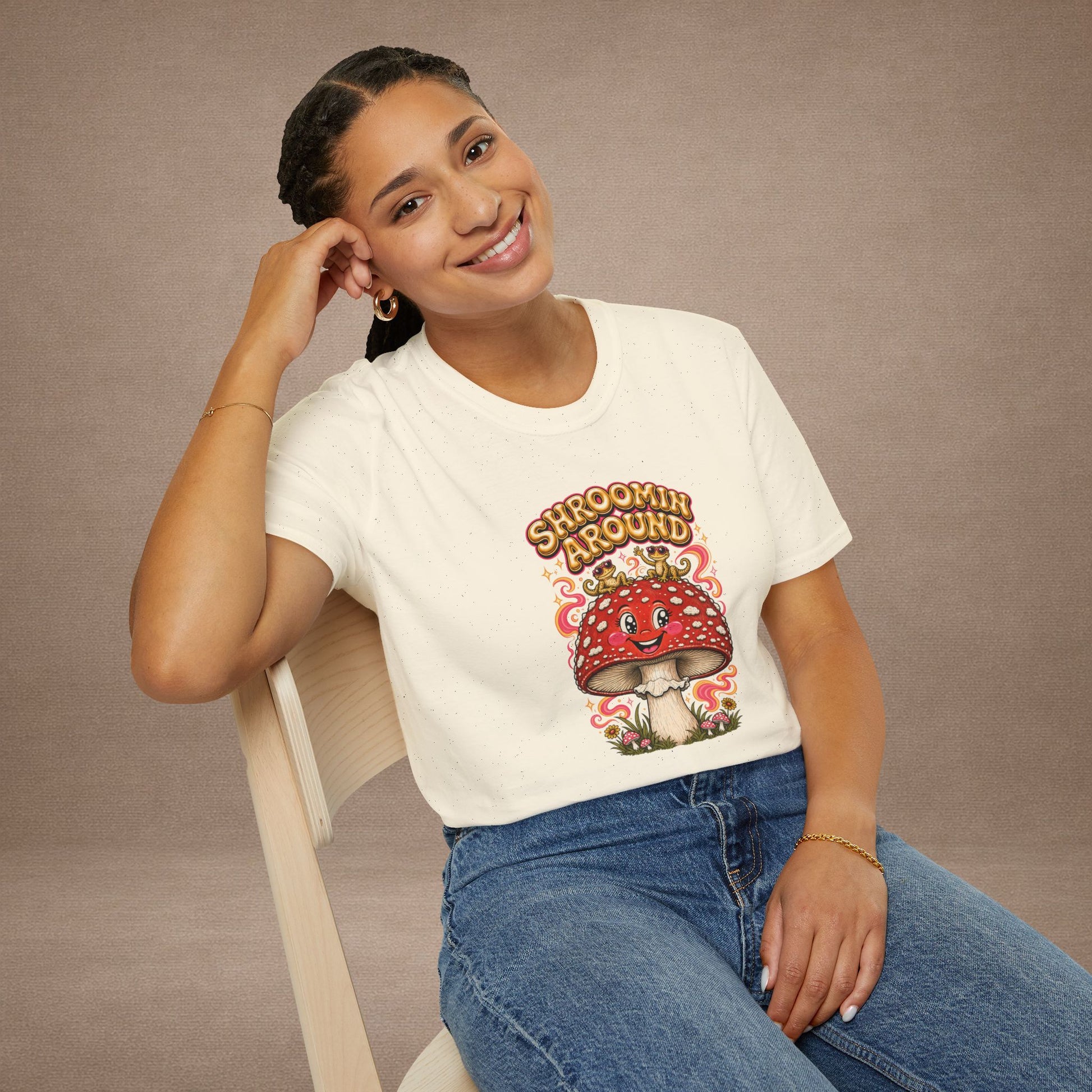 Shroomin' Around cottagecore mushroom & gecko t-shirt — Gold Gecko Co.