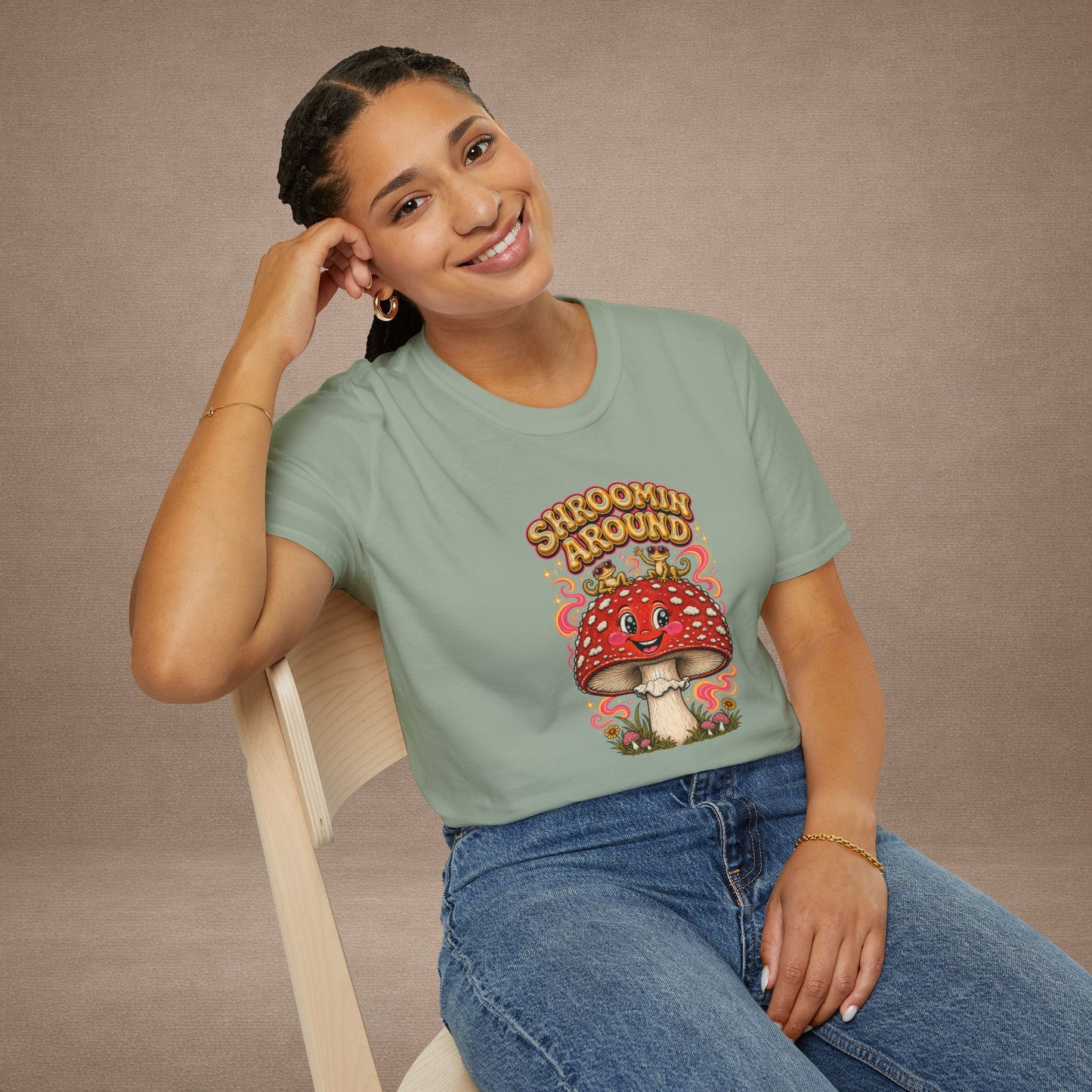 Shroomin' Around cottagecore mushroom & gecko t-shirt — Gold Gecko Co.